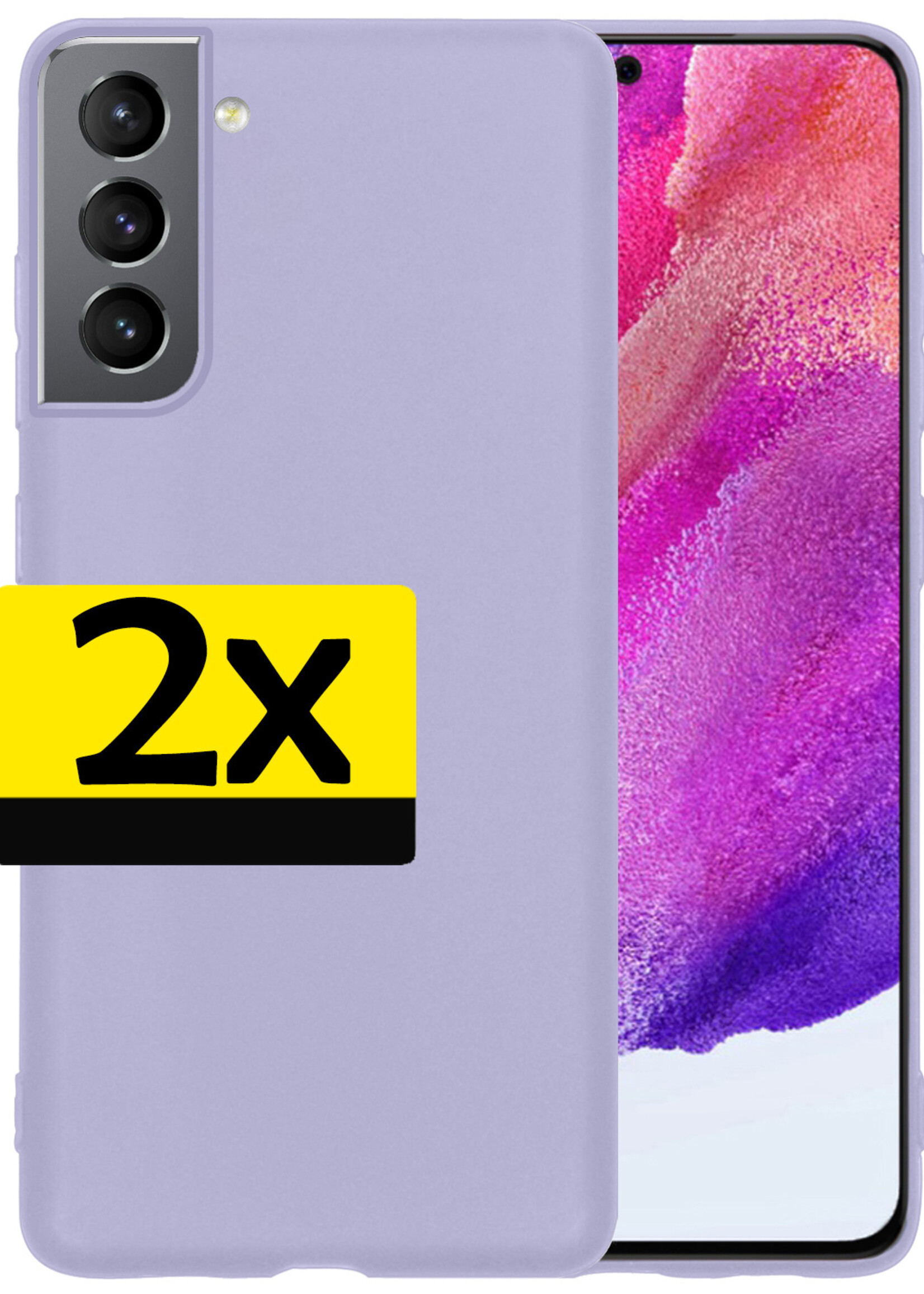 LUQ Hoesje Geschikt voor Samsung S21 FE Hoesje Siliconen Case - Hoes Geschikt voor Samsung Galaxy S21 FE Hoes Siliconen - Lila - 2 Stuks