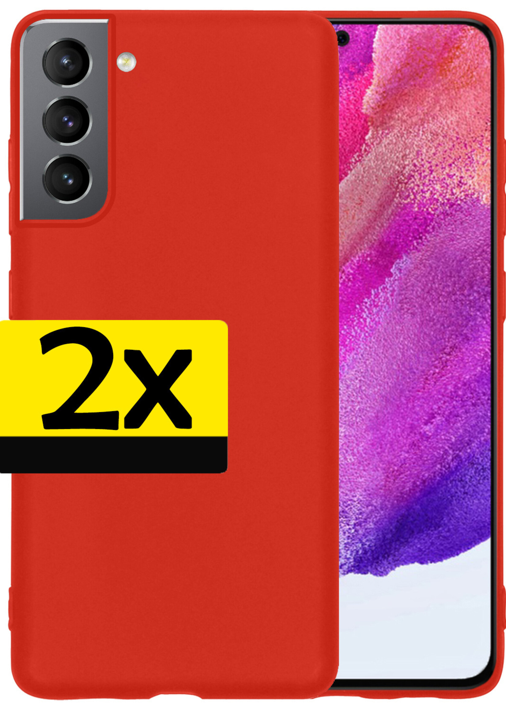 LUQ Hoesje Geschikt voor Samsung S21 FE Hoesje Siliconen Case - Hoes Geschikt voor Samsung Galaxy S21 FE Hoes Siliconen - Rood - 2 Stuks