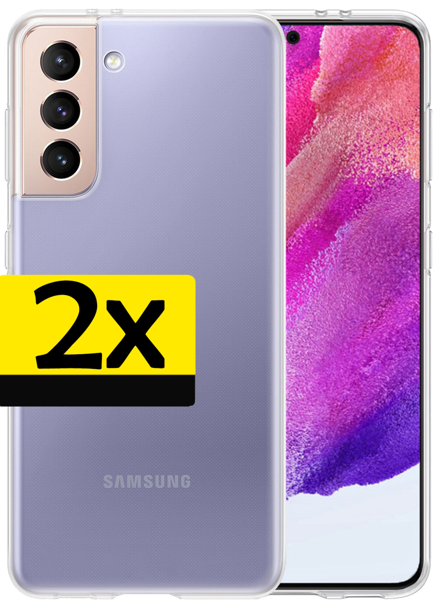 LUQ Hoesje Geschikt voor Samsung S21 FE Hoesje Siliconen Case - Hoes Geschikt voor Samsung Galaxy S21 FE Hoes Siliconen - Transparant - 2 Stuks