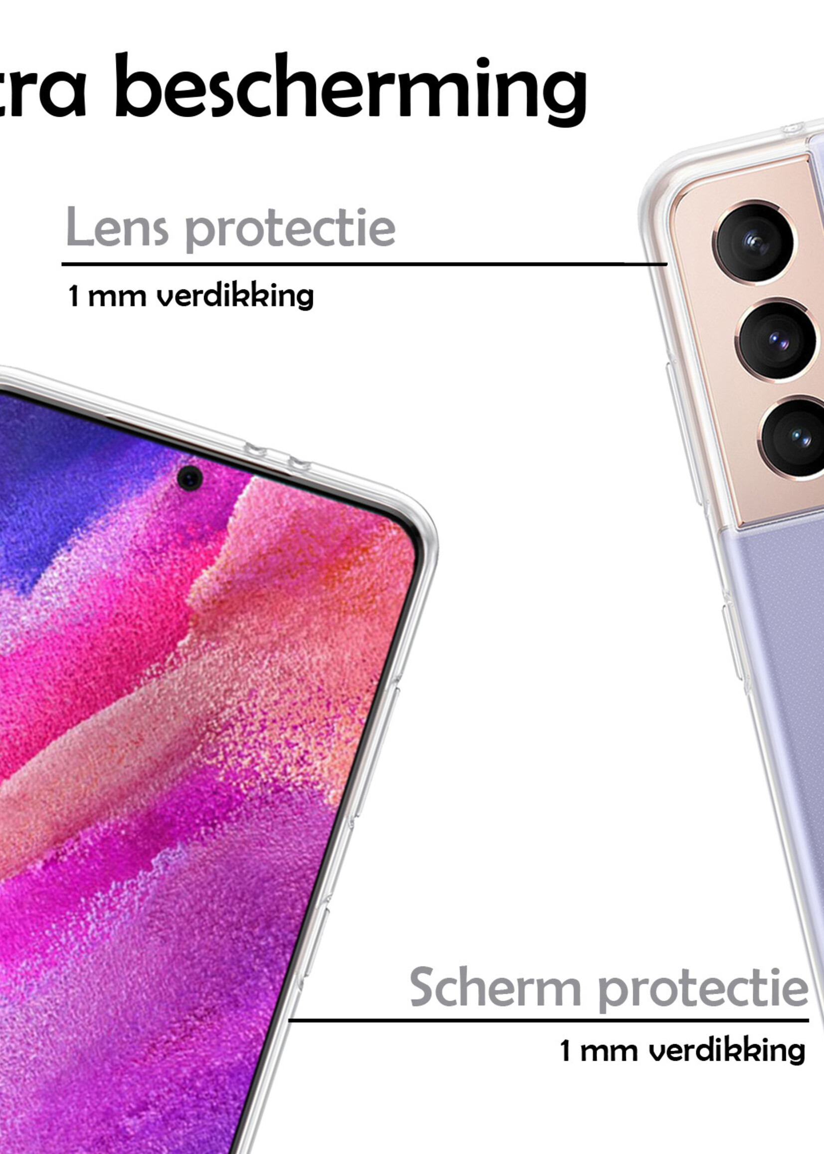 LUQ Hoesje Geschikt voor Samsung S21 FE Hoesje Siliconen Case - Hoes Geschikt voor Samsung Galaxy S21 FE Hoes Siliconen - Transparant - 2 Stuks