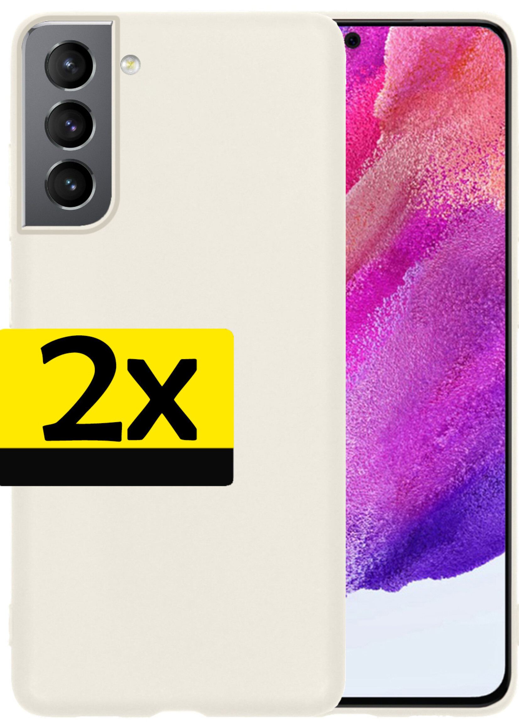 LUQ Hoesje Geschikt voor Samsung S21 FE Hoesje Siliconen Case - Hoes Geschikt voor Samsung Galaxy S21 FE Hoes Siliconen - Wit - 2 Stuks