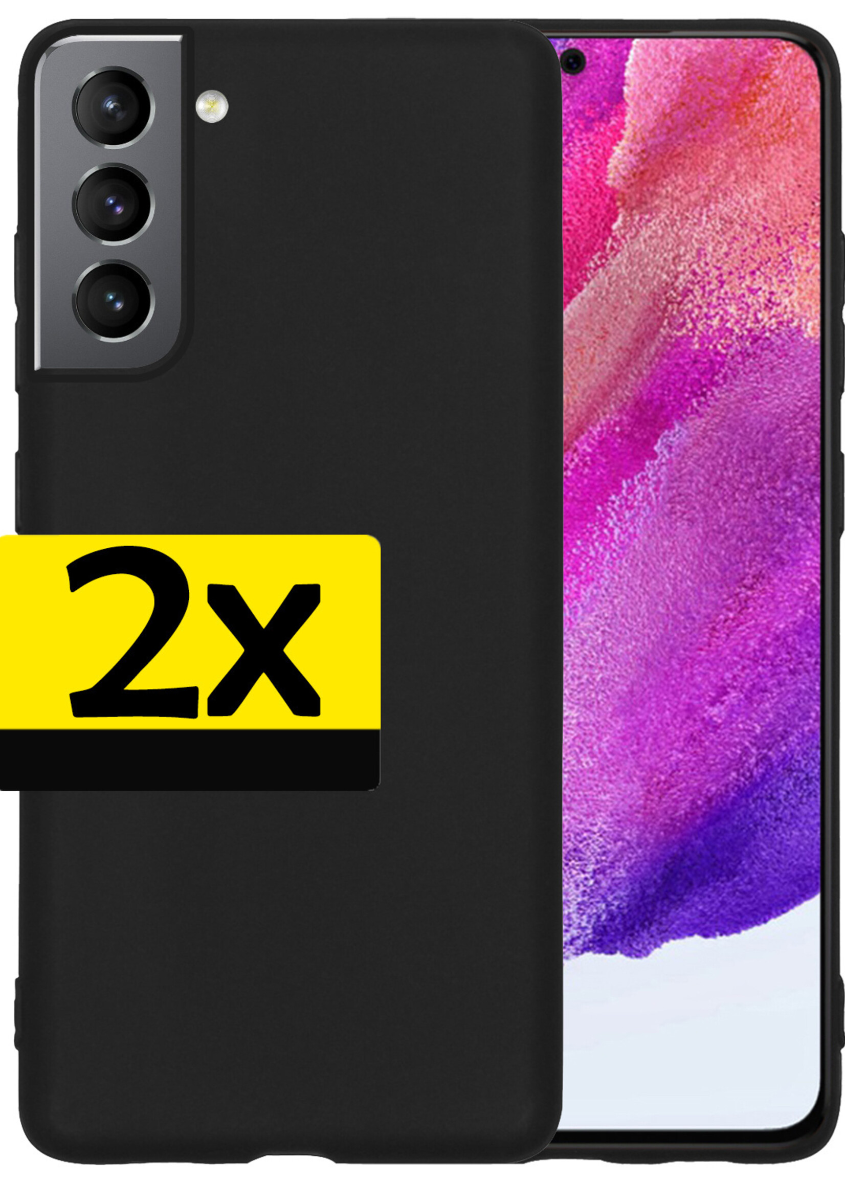 LUQ Hoesje Geschikt voor Samsung S21 FE Hoesje Siliconen Case - Hoes Geschikt voor Samsung Galaxy S21 FE Hoes Siliconen - Zwart - 2 Stuks