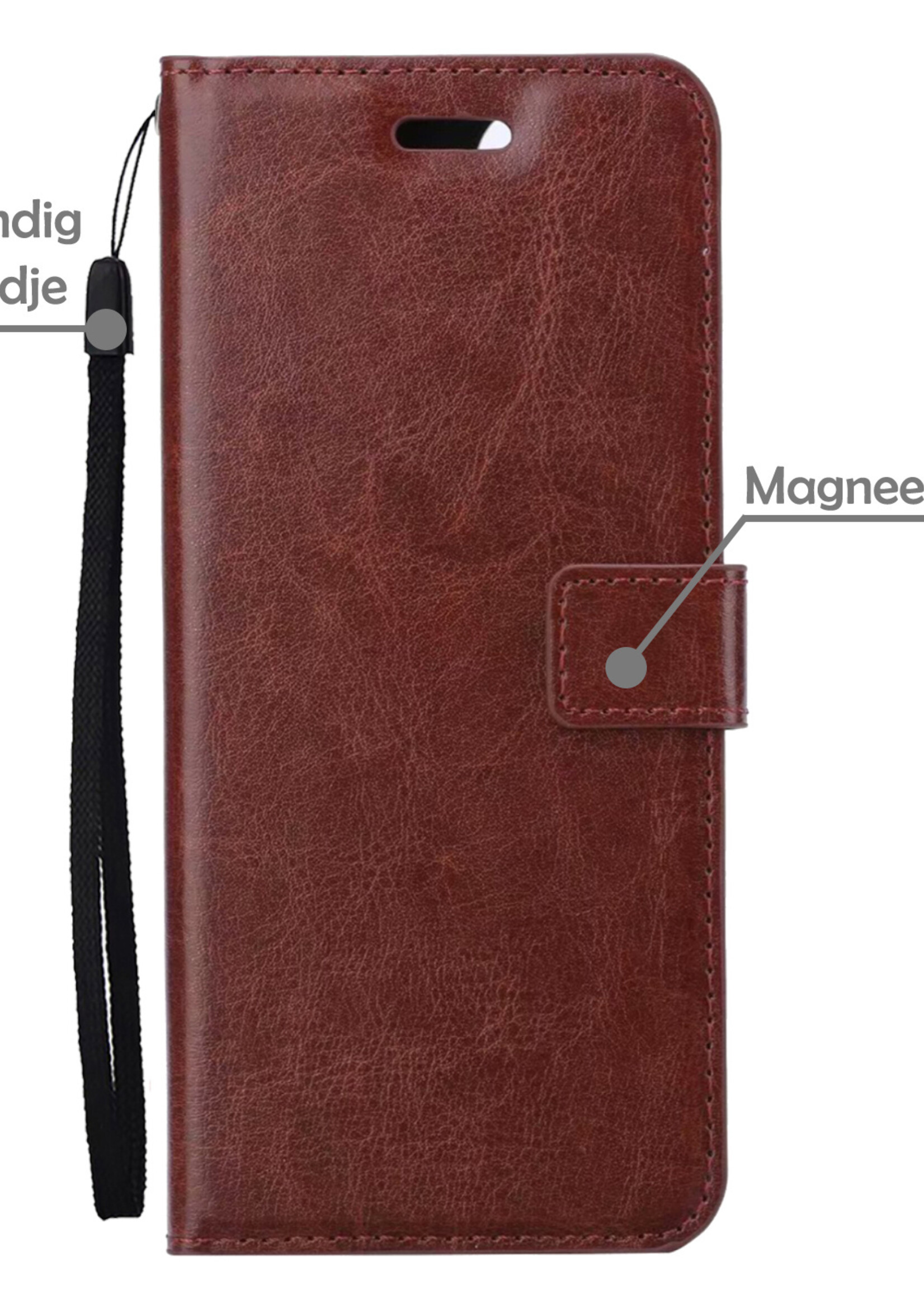 LUQ Hoesje Geschikt voor Samsung S21 FE Hoesje Book Case Hoes Wallet Cover - Hoes Geschikt voor Samsung Galaxy S21 FE Hoesje Bookcase Hoes - Bruin