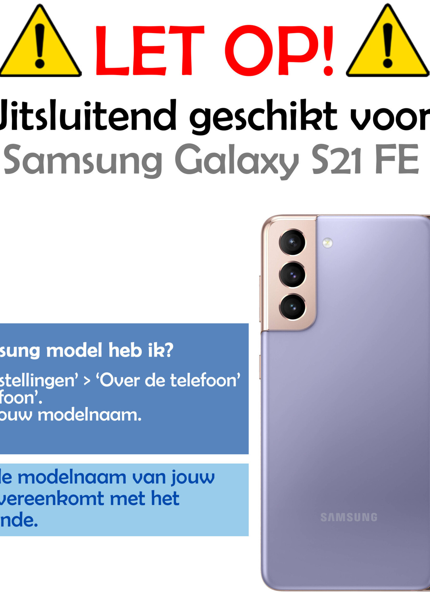 LUQ Hoesje Geschikt voor Samsung S21 FE Hoesje Siliconen Case Met Screenprotector - Hoes Geschikt voor Samsung Galaxy S21 FE Hoes Siliconen - Donkerblauw