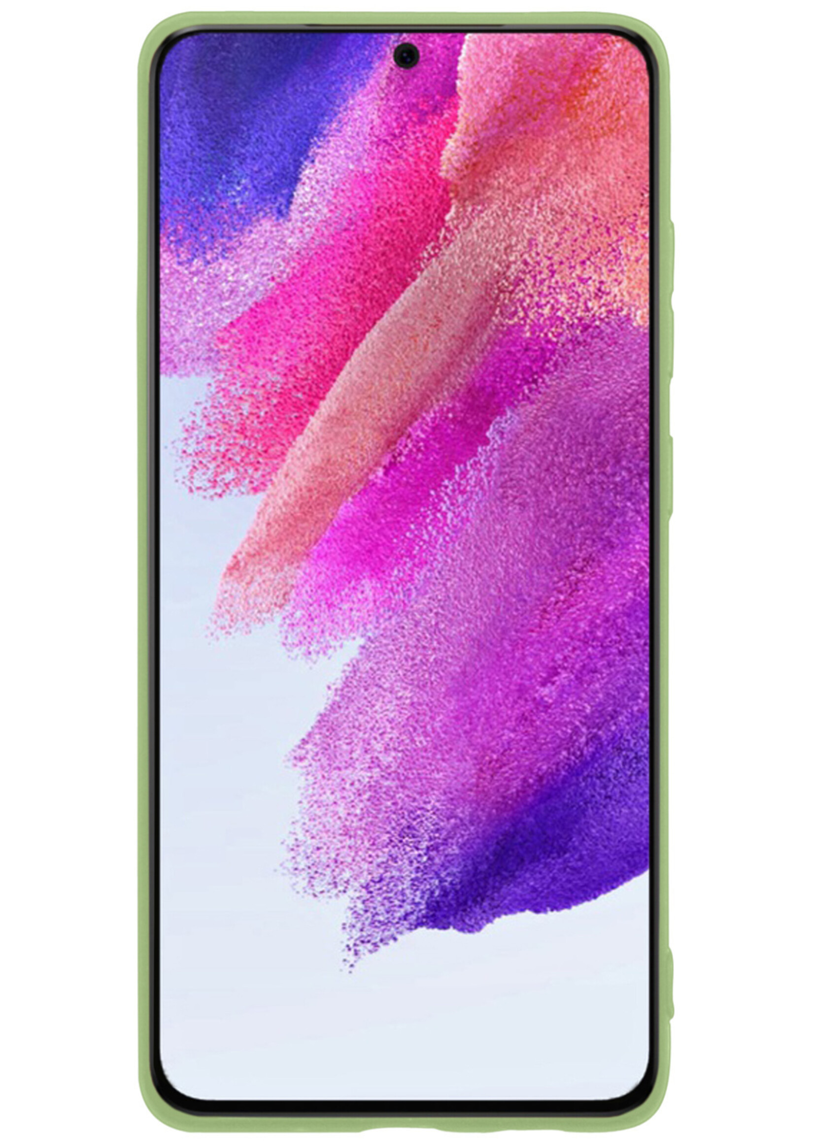 LUQ Hoesje Geschikt voor Samsung S21 FE Hoesje Siliconen Case Met Screenprotector - Hoes Geschikt voor Samsung Galaxy S21 FE Hoes Siliconen - Groen