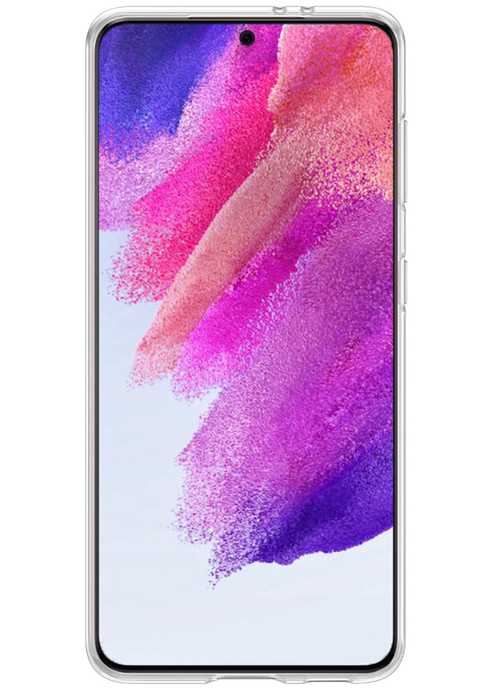 LUQ Hoesje Geschikt voor Samsung S21 FE Hoesje Siliconen Case Met Screenprotector - Hoes Geschikt voor Samsung Galaxy S21 FE Hoes Siliconen - Transparant