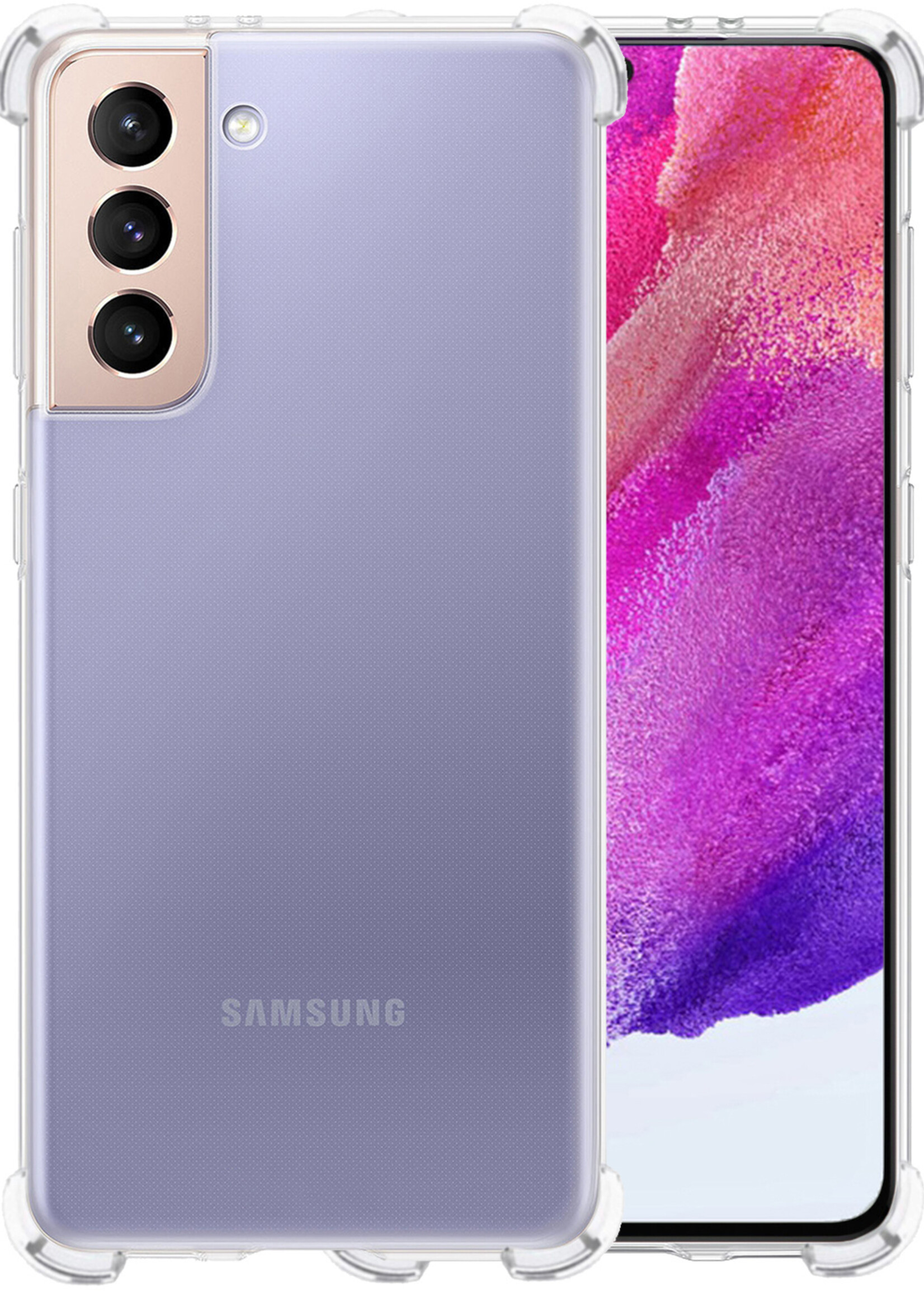 LUQ Hoesje Geschikt voor Samsung S21 FE Hoesje Shockproof Case Siliconen - Hoes Geschikt voor Samsung Galaxy S21 FE Hoes Cover Siliconen - Transparant