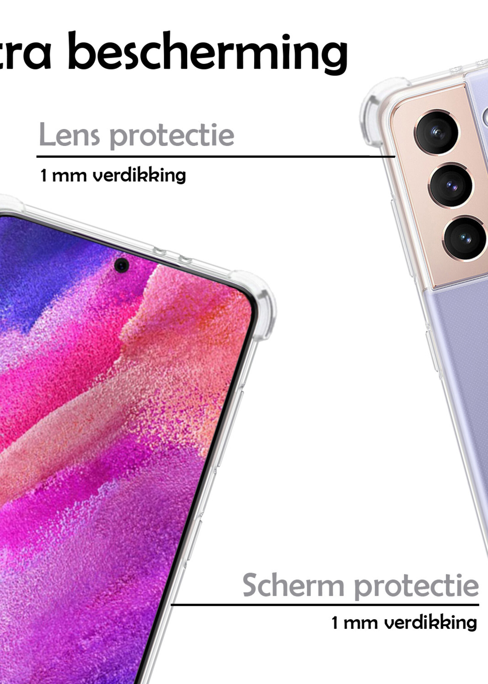 LUQ Hoesje Geschikt voor Samsung S21 FE Hoesje Shockproof Case Siliconen - Hoes Geschikt voor Samsung Galaxy S21 FE Hoes Cover Siliconen - Transparant