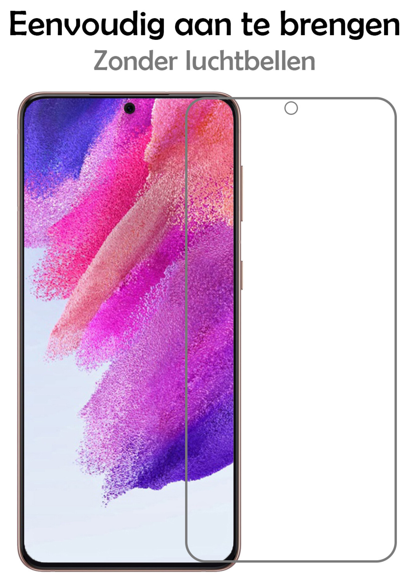 LUQ Hoesje Geschikt voor Samsung S21 FE Hoesje Book Case Hoes Wallet Cover Met 2x Screenprotector - Hoes Geschikt voor Samsung Galaxy S21 FE Hoesje Bookcase Hoes - Wit