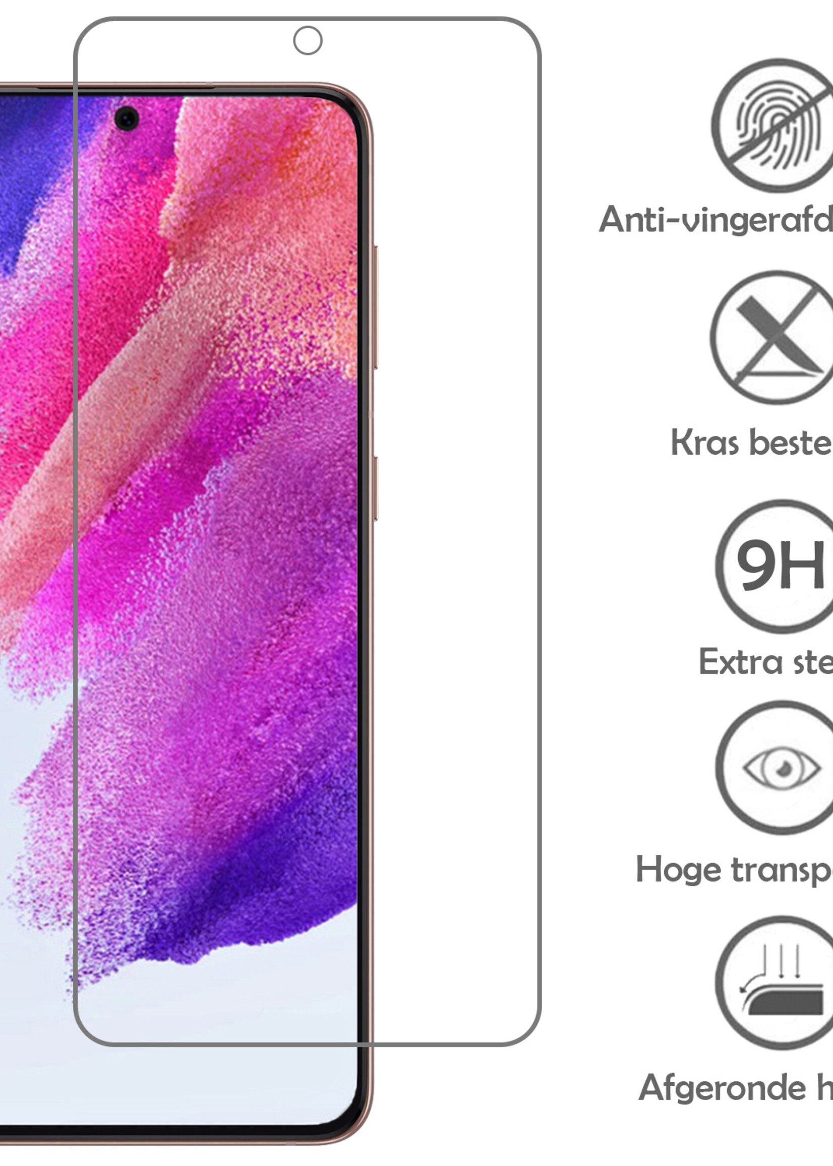 LUQ Hoesje Geschikt voor Samsung S21 FE Hoesje Book Case Hoes Wallet Cover Met 2x Screenprotector - Hoes Geschikt voor Samsung Galaxy S21 FE Hoesje Bookcase Hoes - Wit