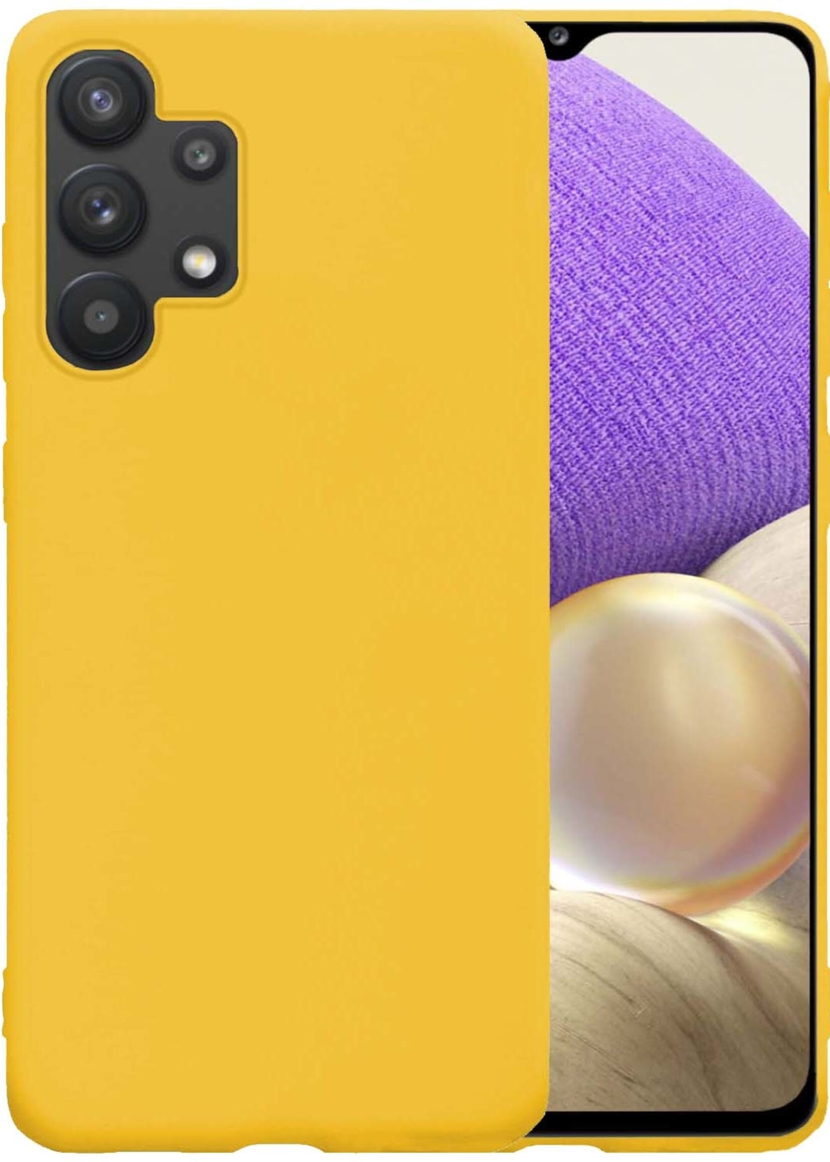 LUQ Hoesje Geschikt voor Samsung A32 4G Hoesje Siliconen Case - Hoes Geschikt voor Samsung Galaxy A32 4G Hoes Siliconen - Geel