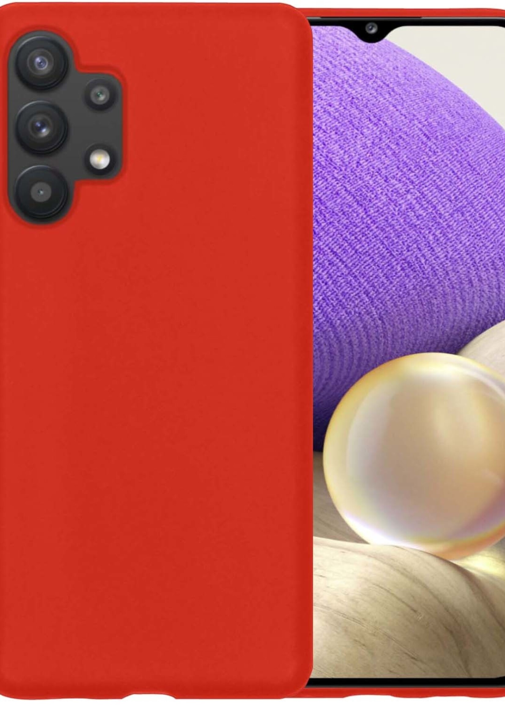LUQ Hoesje Geschikt voor Samsung A32 4G Hoesje Siliconen Case - Hoes Geschikt voor Samsung Galaxy A32 4G Hoes Siliconen - Rood