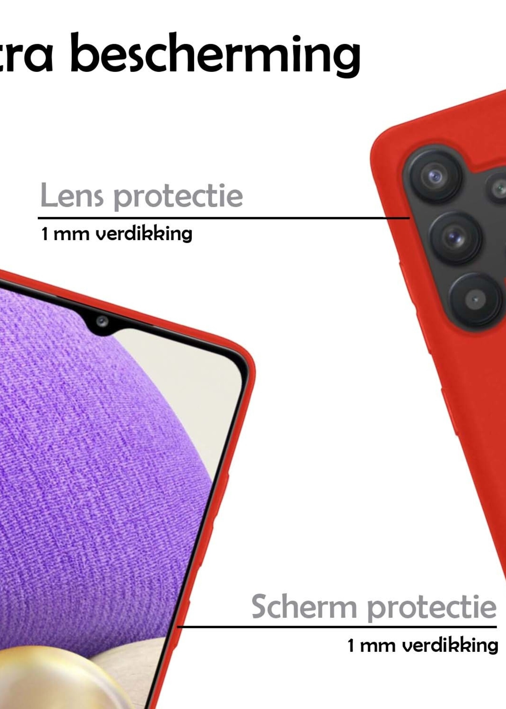LUQ Hoesje Geschikt voor Samsung A32 4G Hoesje Siliconen Case - Hoes Geschikt voor Samsung Galaxy A32 4G Hoes Siliconen - Rood