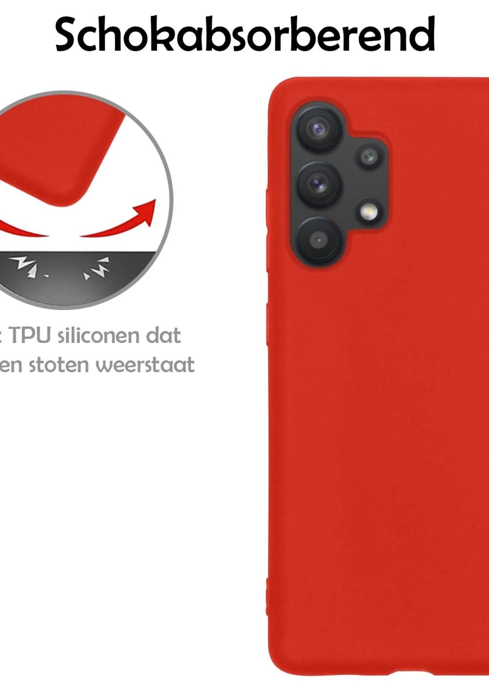 LUQ Hoesje Geschikt voor Samsung A32 4G Hoesje Siliconen Case - Hoes Geschikt voor Samsung Galaxy A32 4G Hoes Siliconen - Rood