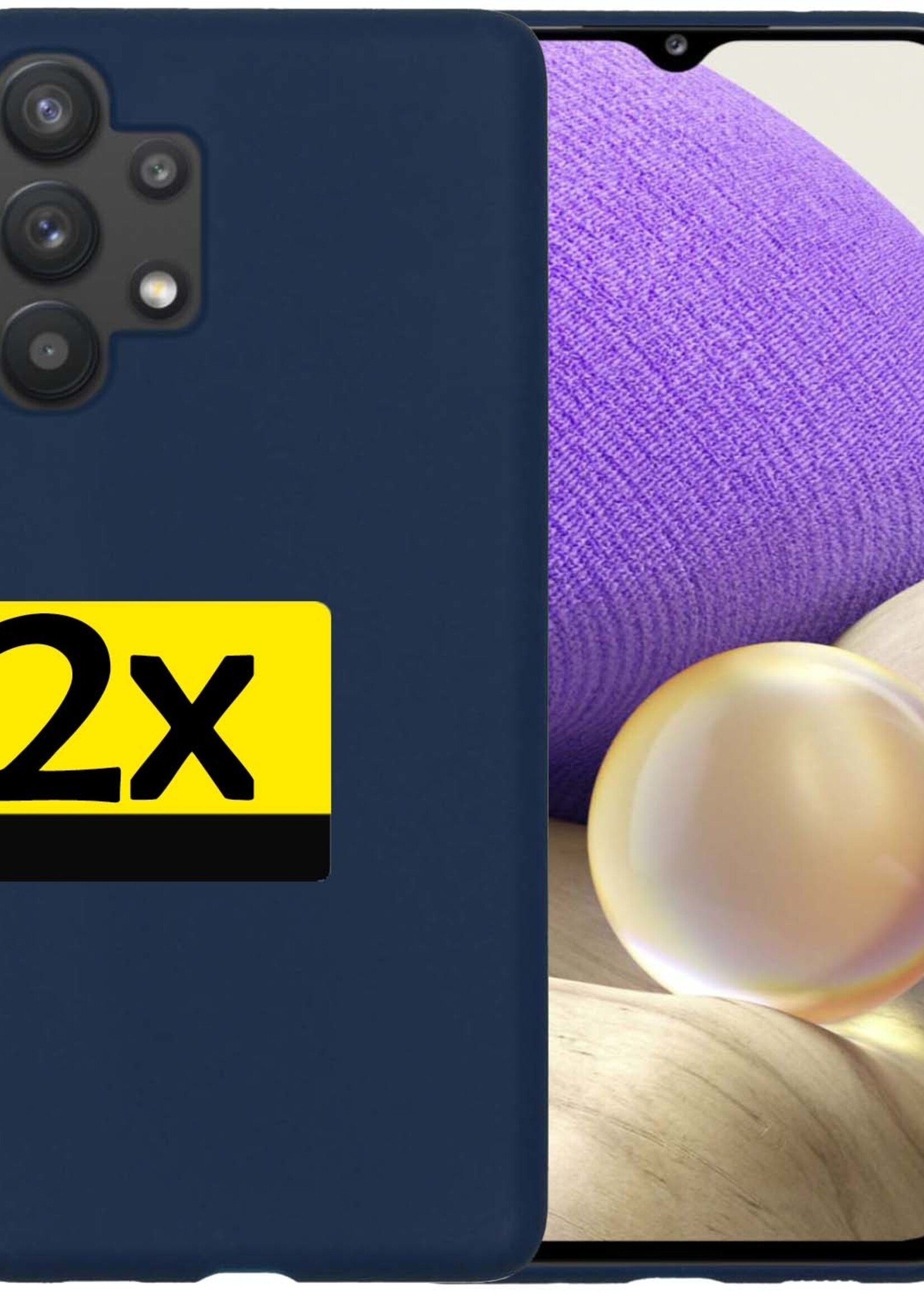 LUQ Hoesje Geschikt voor Samsung A32 4G Hoesje Siliconen Case - Hoes Geschikt voor Samsung Galaxy A32 4G Hoes Siliconen - Donkerblauw - 2 Stuks