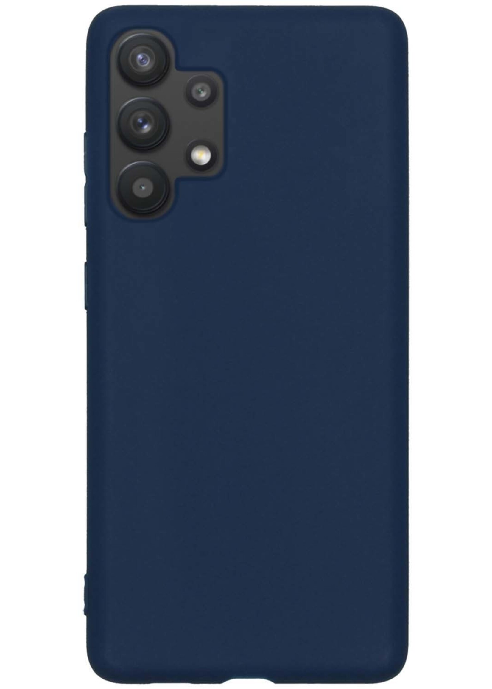 LUQ Hoesje Geschikt voor Samsung A32 4G Hoesje Siliconen Case - Hoes Geschikt voor Samsung Galaxy A32 4G Hoes Siliconen - Donkerblauw - 2 Stuks