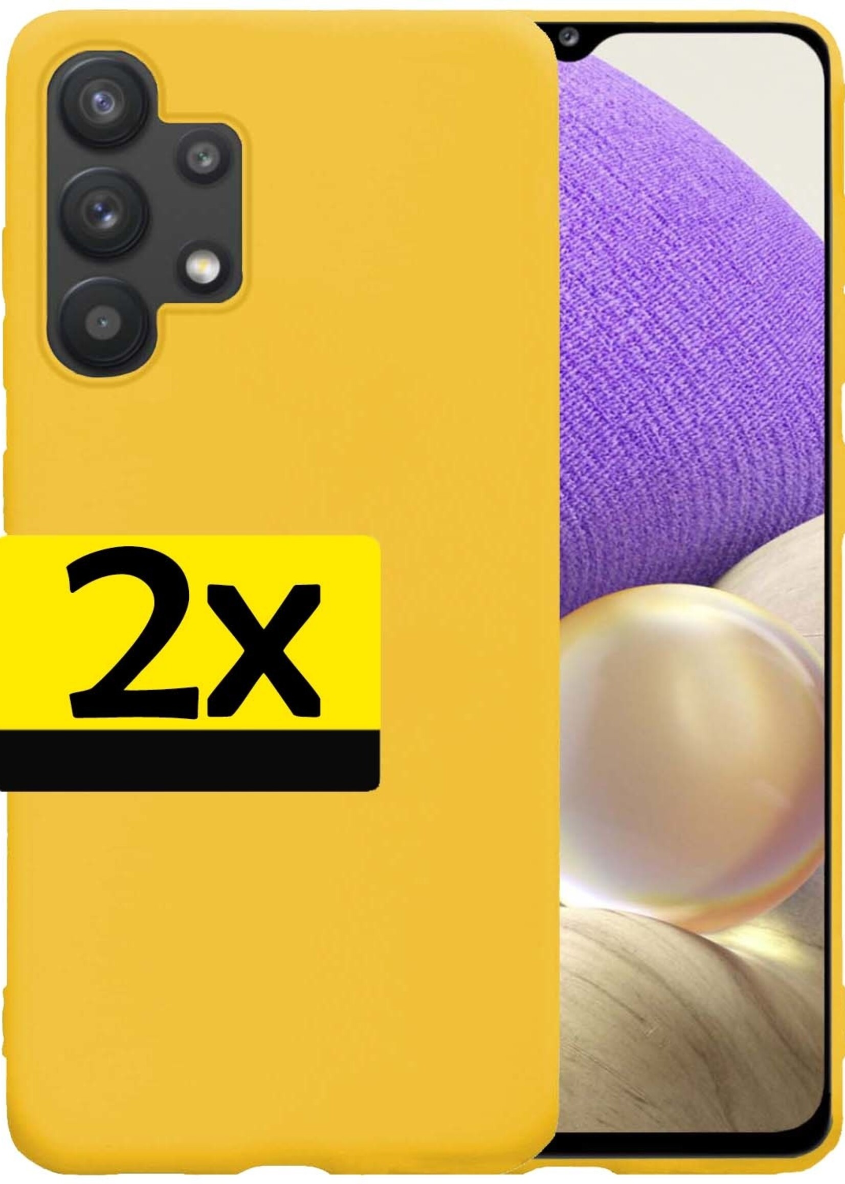 LUQ Hoesje Geschikt voor Samsung A32 4G Hoesje Siliconen Case - Hoes Geschikt voor Samsung Galaxy A32 4G Hoes Siliconen - Geel - 2 Stuks