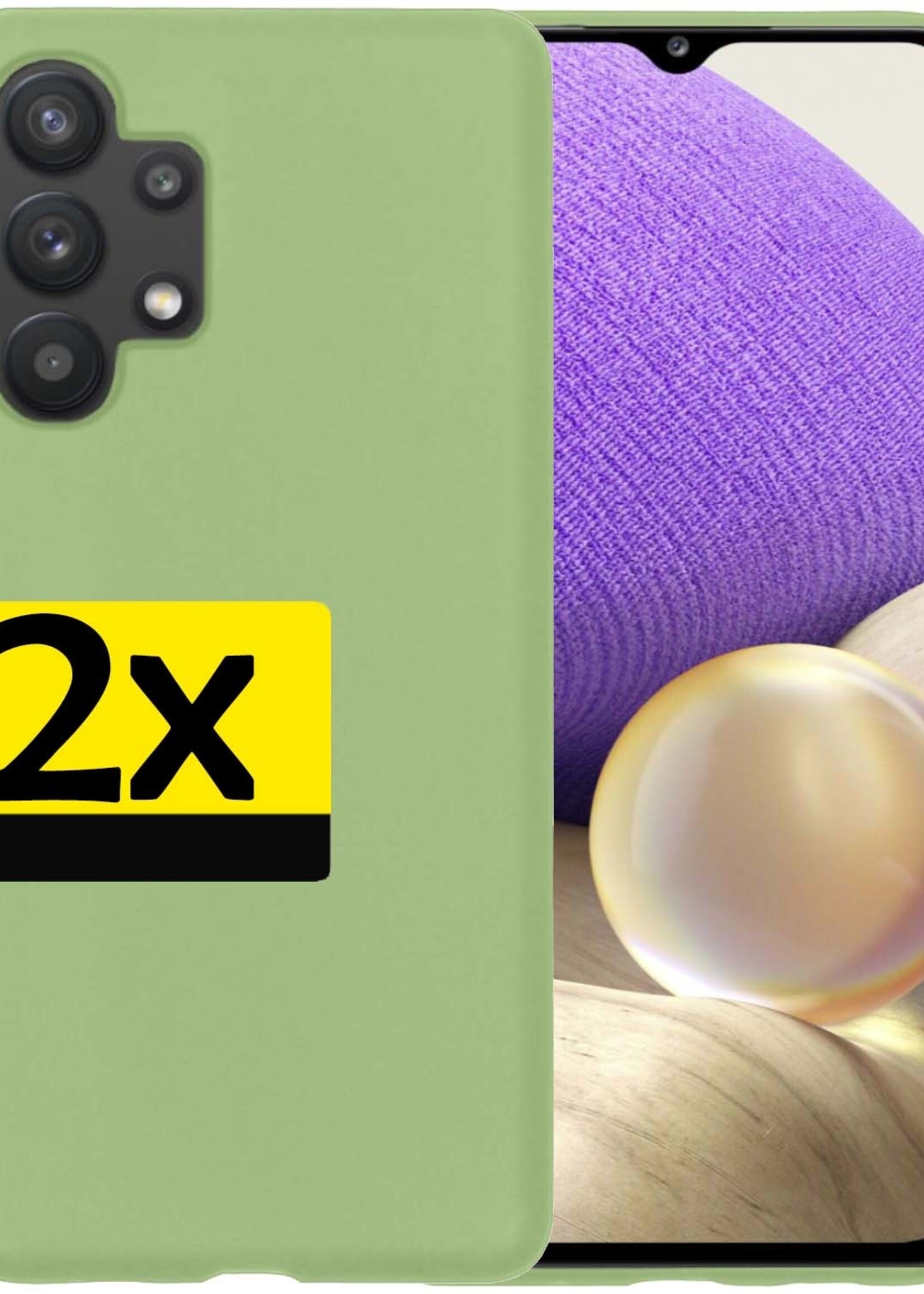 LUQ Hoesje Geschikt voor Samsung A32 4G Hoesje Siliconen Case - Hoes Geschikt voor Samsung Galaxy A32 4G Hoes Siliconen - Groen - 2 Stuks