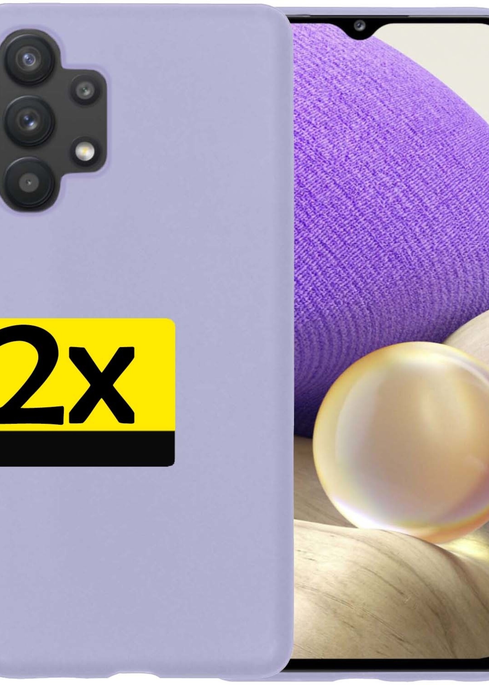 LUQ Hoesje Geschikt voor Samsung A32 4G Hoesje Siliconen Case - Hoes Geschikt voor Samsung Galaxy A32 4G Hoes Siliconen - Lila - 2 Stuks