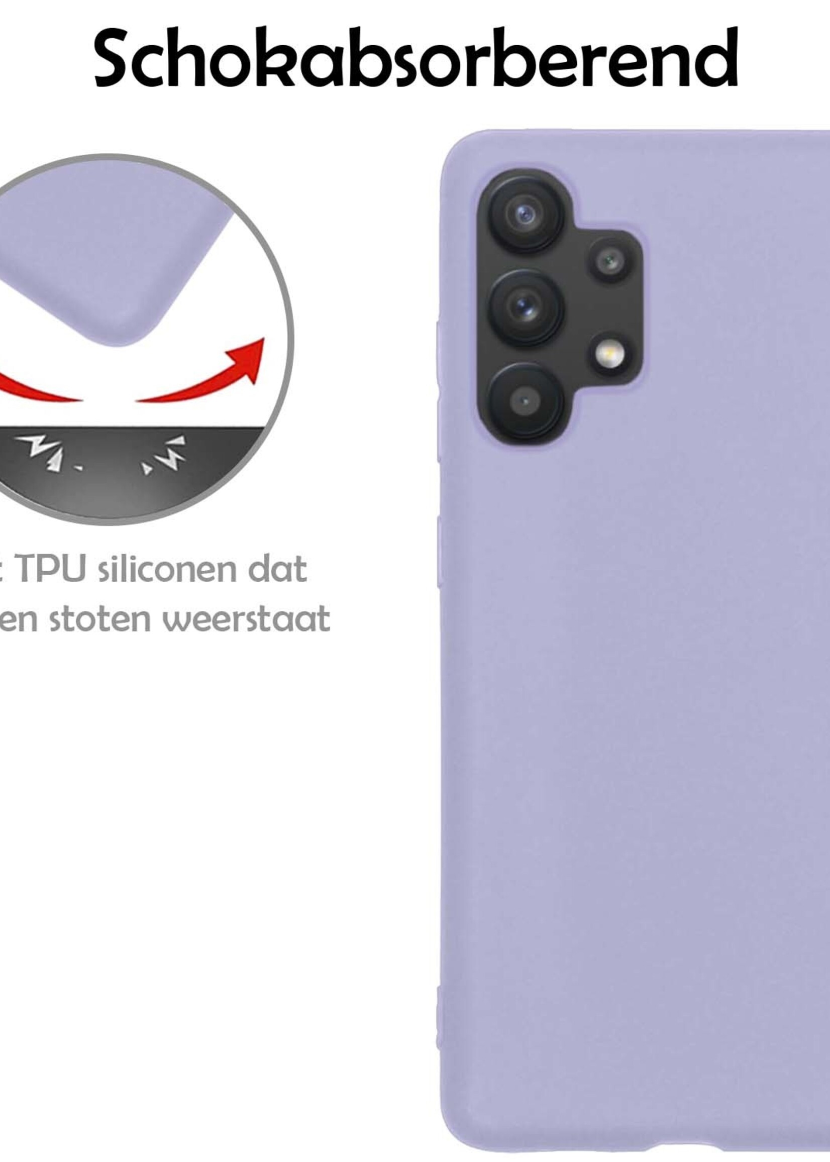 LUQ Hoesje Geschikt voor Samsung A32 4G Hoesje Siliconen Case - Hoes Geschikt voor Samsung Galaxy A32 4G Hoes Siliconen - Lila - 2 Stuks