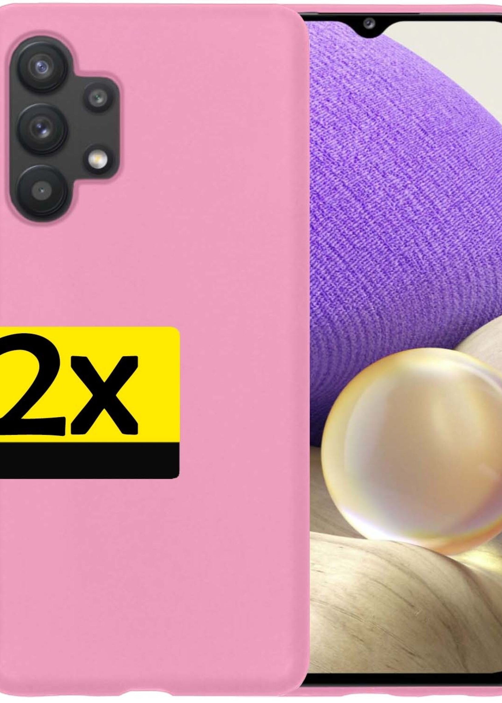 LUQ Hoesje Geschikt voor Samsung A32 4G Hoesje Siliconen Case - Hoes Geschikt voor Samsung Galaxy A32 4G Hoes Siliconen - Lichtroze - 2 Stuks