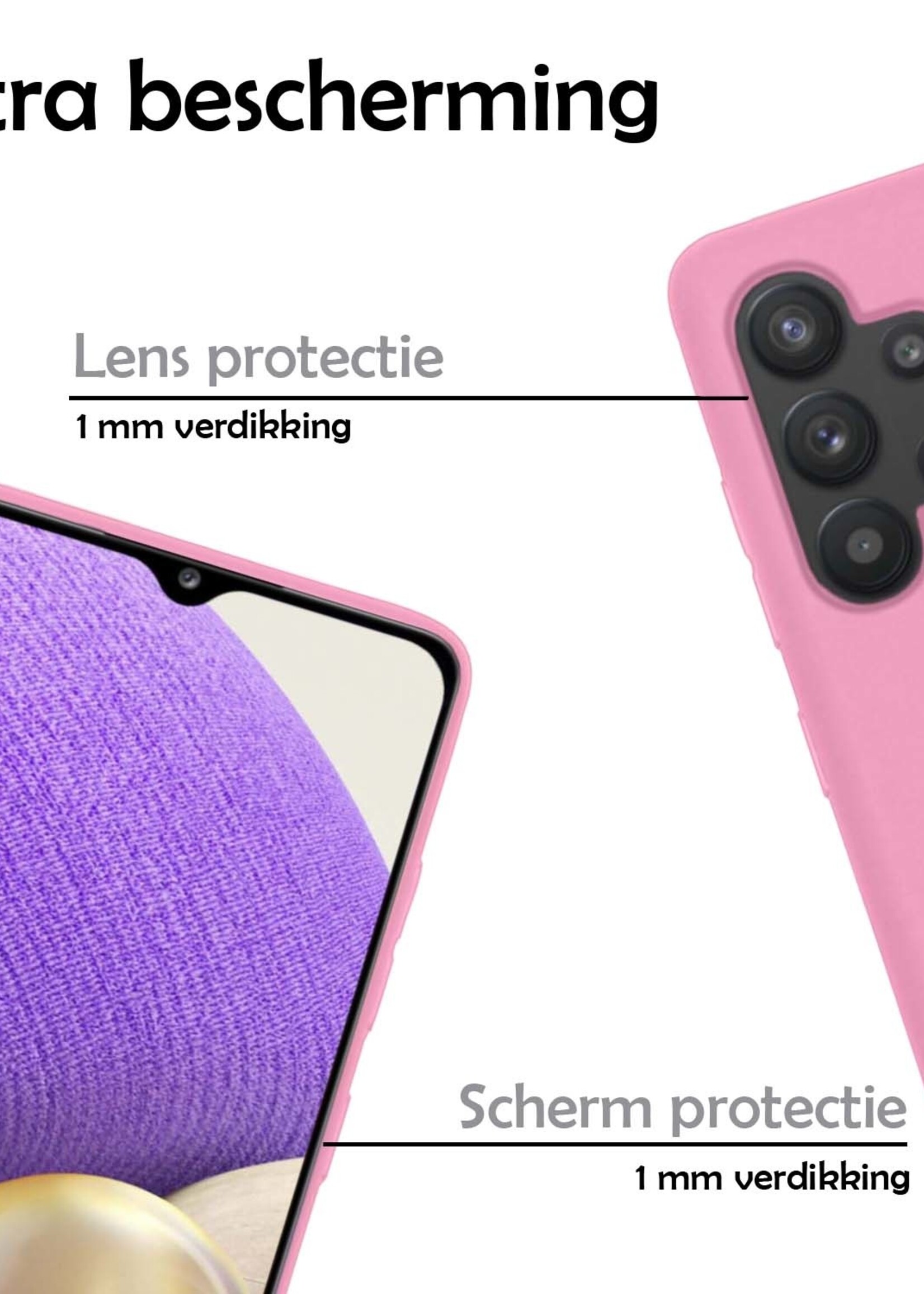 LUQ Hoesje Geschikt voor Samsung A32 4G Hoesje Siliconen Case - Hoes Geschikt voor Samsung Galaxy A32 4G Hoes Siliconen - Lichtroze - 2 Stuks