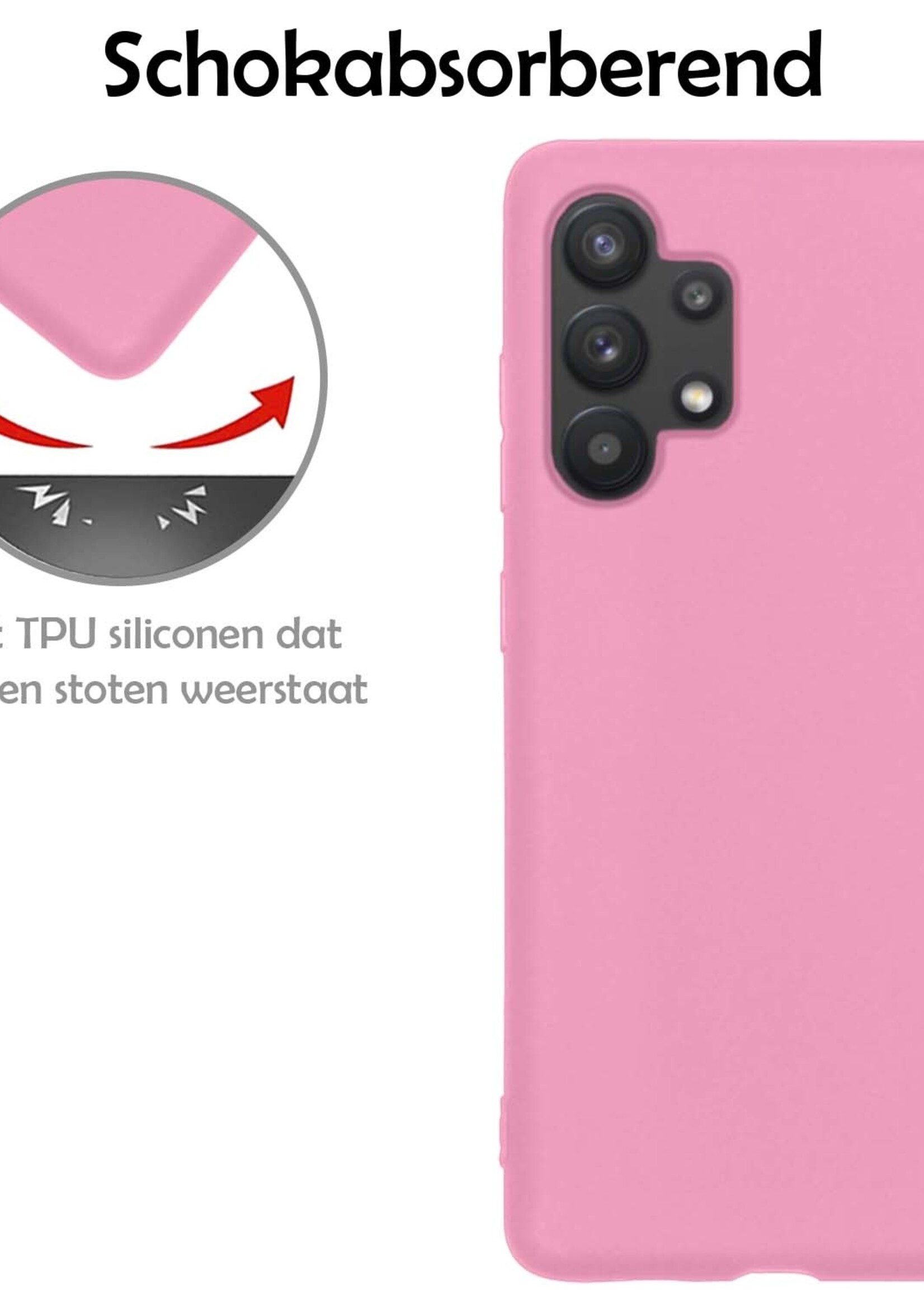 LUQ Hoesje Geschikt voor Samsung A32 4G Hoesje Siliconen Case - Hoes Geschikt voor Samsung Galaxy A32 4G Hoes Siliconen - Lichtroze - 2 Stuks