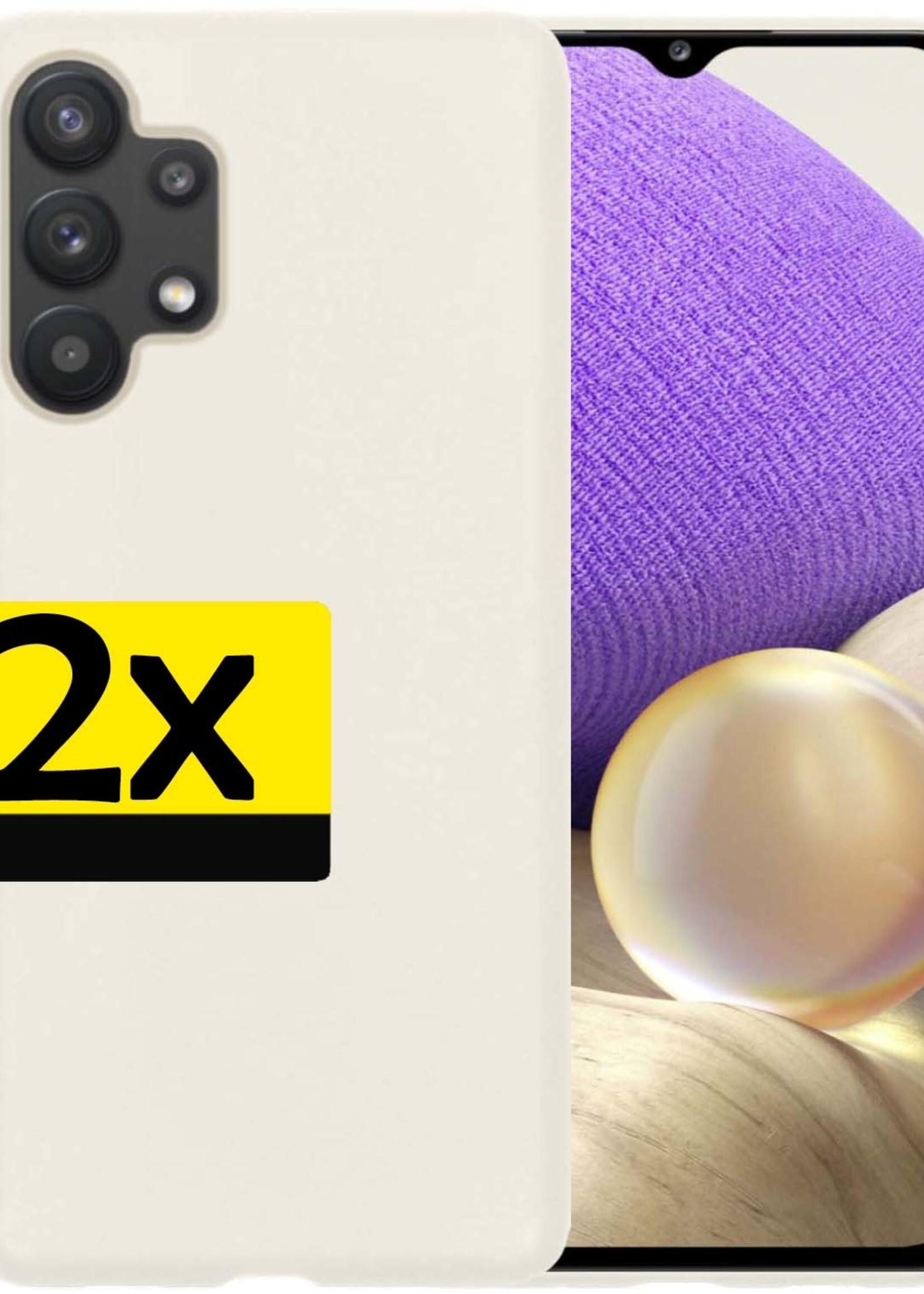 LUQ Hoesje Geschikt voor Samsung A32 4G Hoesje Siliconen Case - Hoes Geschikt voor Samsung Galaxy A32 4G Hoes Siliconen - Wit - 2 Stuks