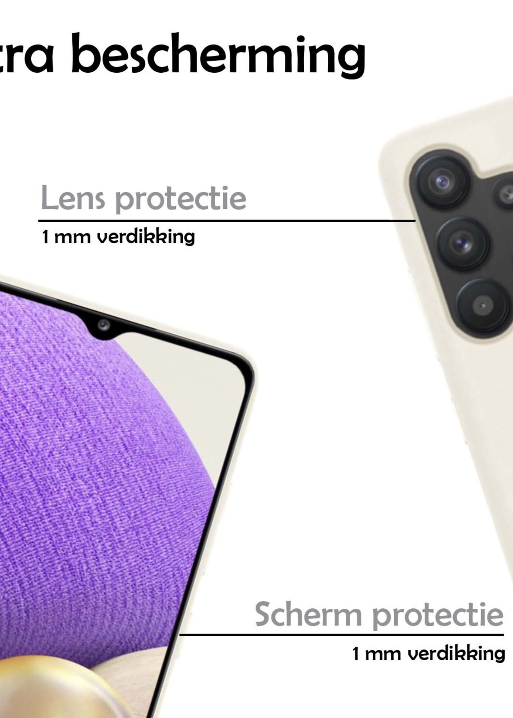 LUQ Hoesje Geschikt voor Samsung A32 4G Hoesje Siliconen Case - Hoes Geschikt voor Samsung Galaxy A32 4G Hoes Siliconen - Wit - 2 Stuks