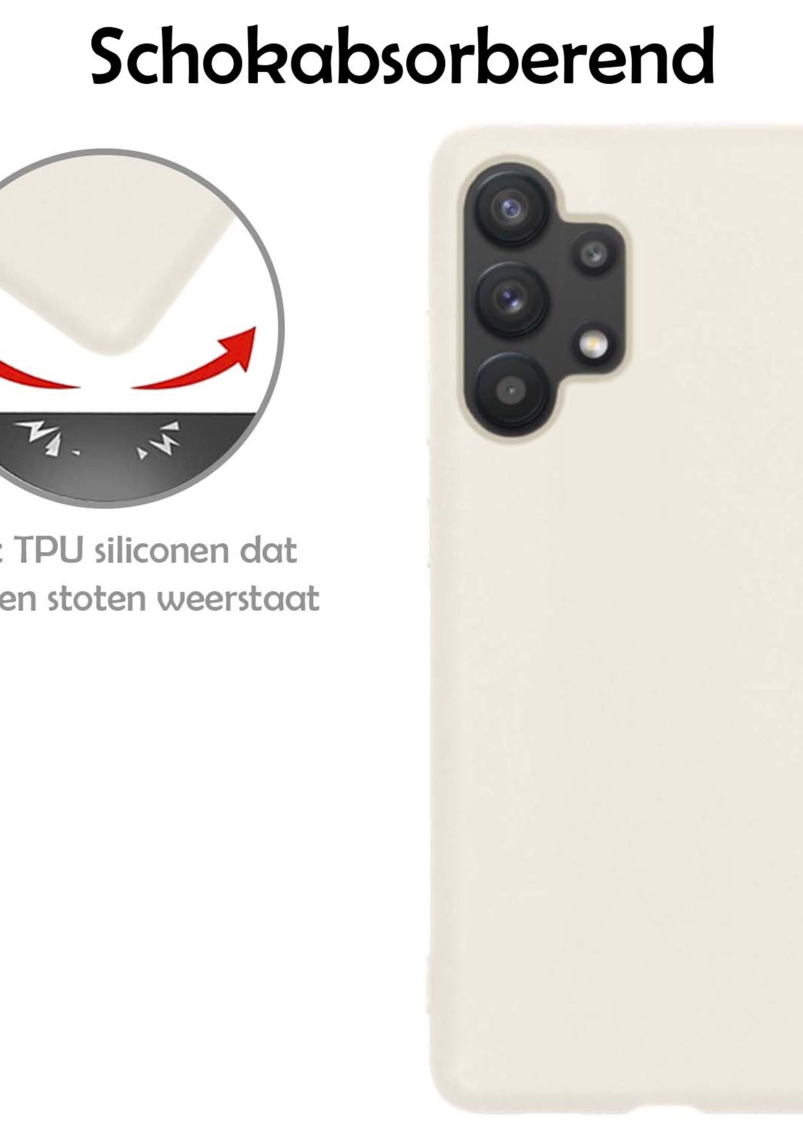 LUQ Hoesje Geschikt voor Samsung A32 4G Hoesje Siliconen Case - Hoes Geschikt voor Samsung Galaxy A32 4G Hoes Siliconen - Wit - 2 Stuks