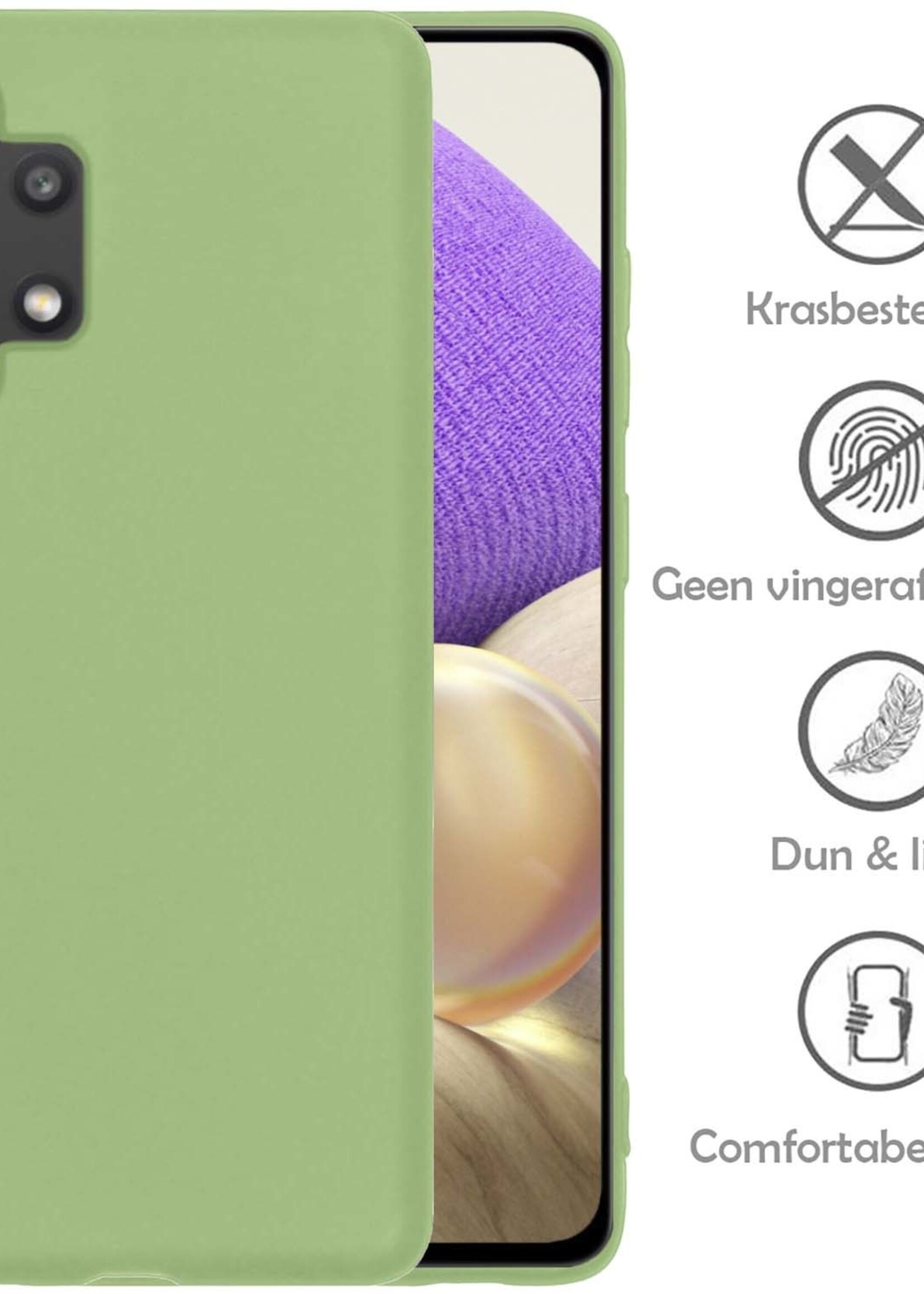 LUQ Hoesje Geschikt voor Samsung A32 4G Hoesje Siliconen Case Met Screenprotector - Hoes Geschikt voor Samsung Galaxy A32 4G Hoes Siliconen - Groen