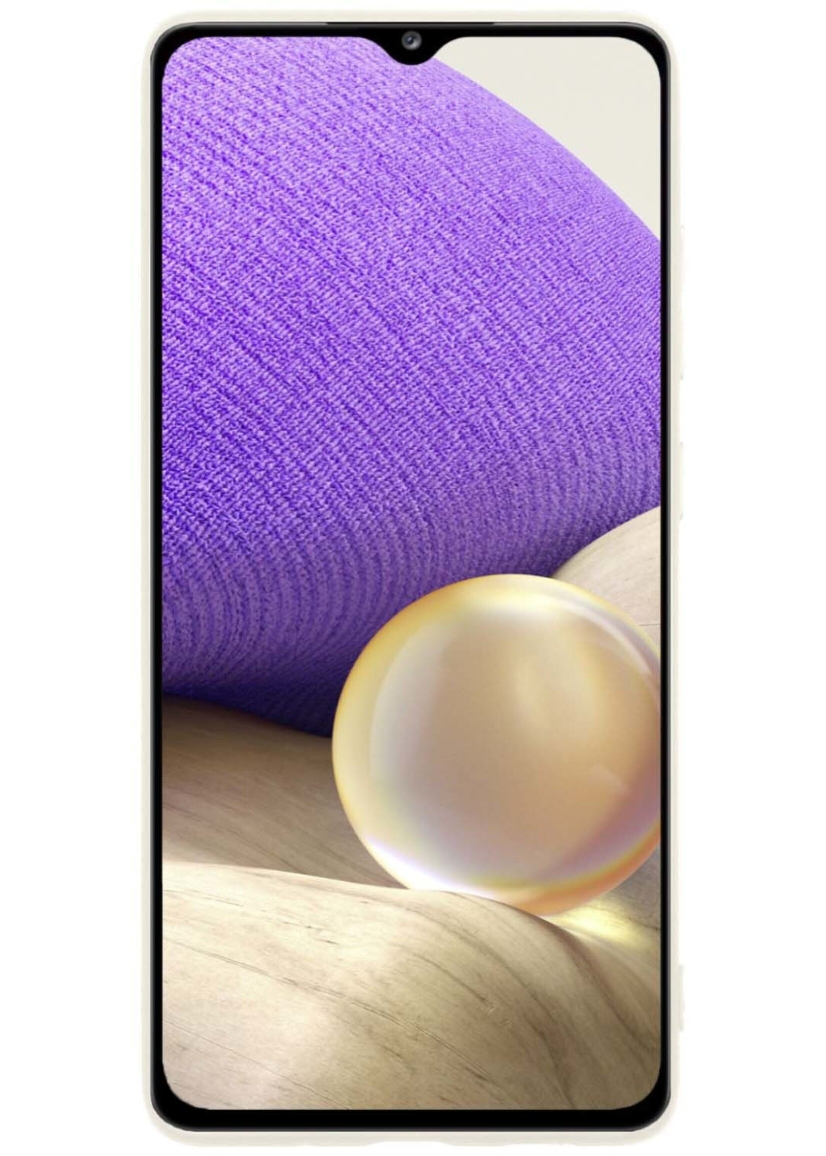 LUQ Hoesje Geschikt voor Samsung A32 4G Hoesje Siliconen Case Met Screenprotector - Hoes Geschikt voor Samsung Galaxy A32 4G Hoes Siliconen - Wit