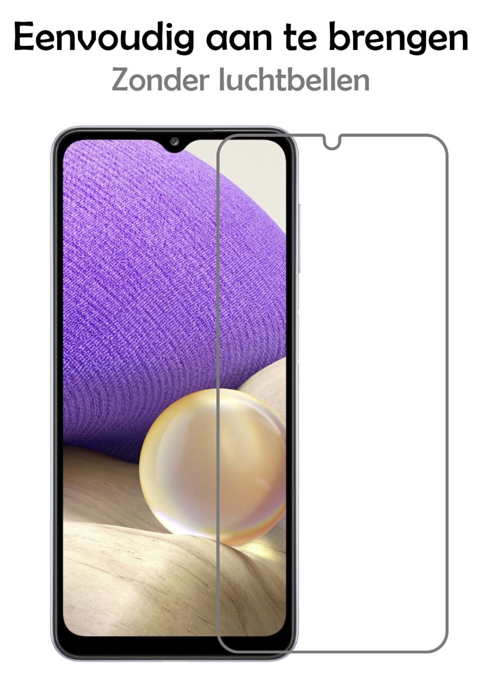 LUQ Hoesje Geschikt voor Samsung A32 4G Hoesje Siliconen Case Met 2x Screenprotector - Hoes Geschikt voor Samsung Galaxy A32 4G Hoes Siliconen - Lila