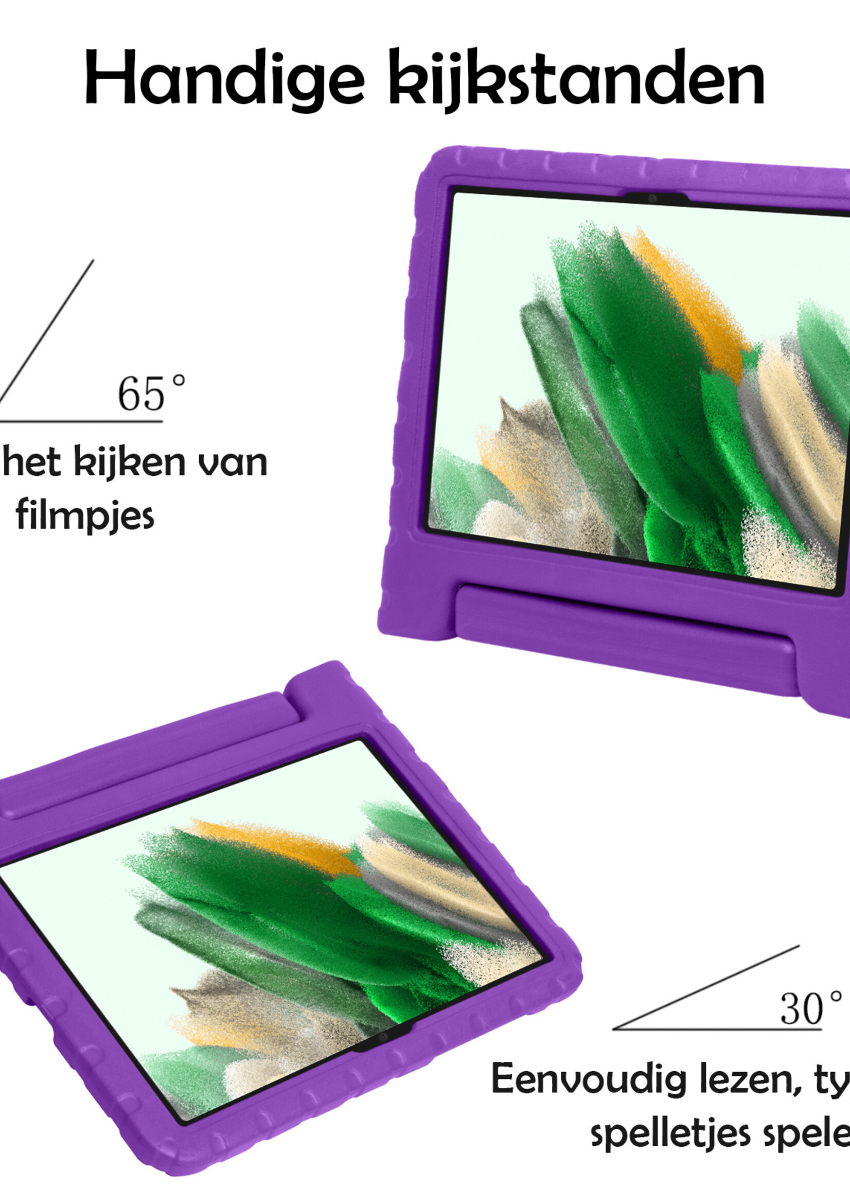 LUQ Hoes Geschikt voor Samsung Galaxy Tab A8 Hoes Kinder Hoesje Kids Case Kinderhoes Shockproof - Hoesje Geschikt voor Samsung Tab A8 Hoesje Kidscase - Paars