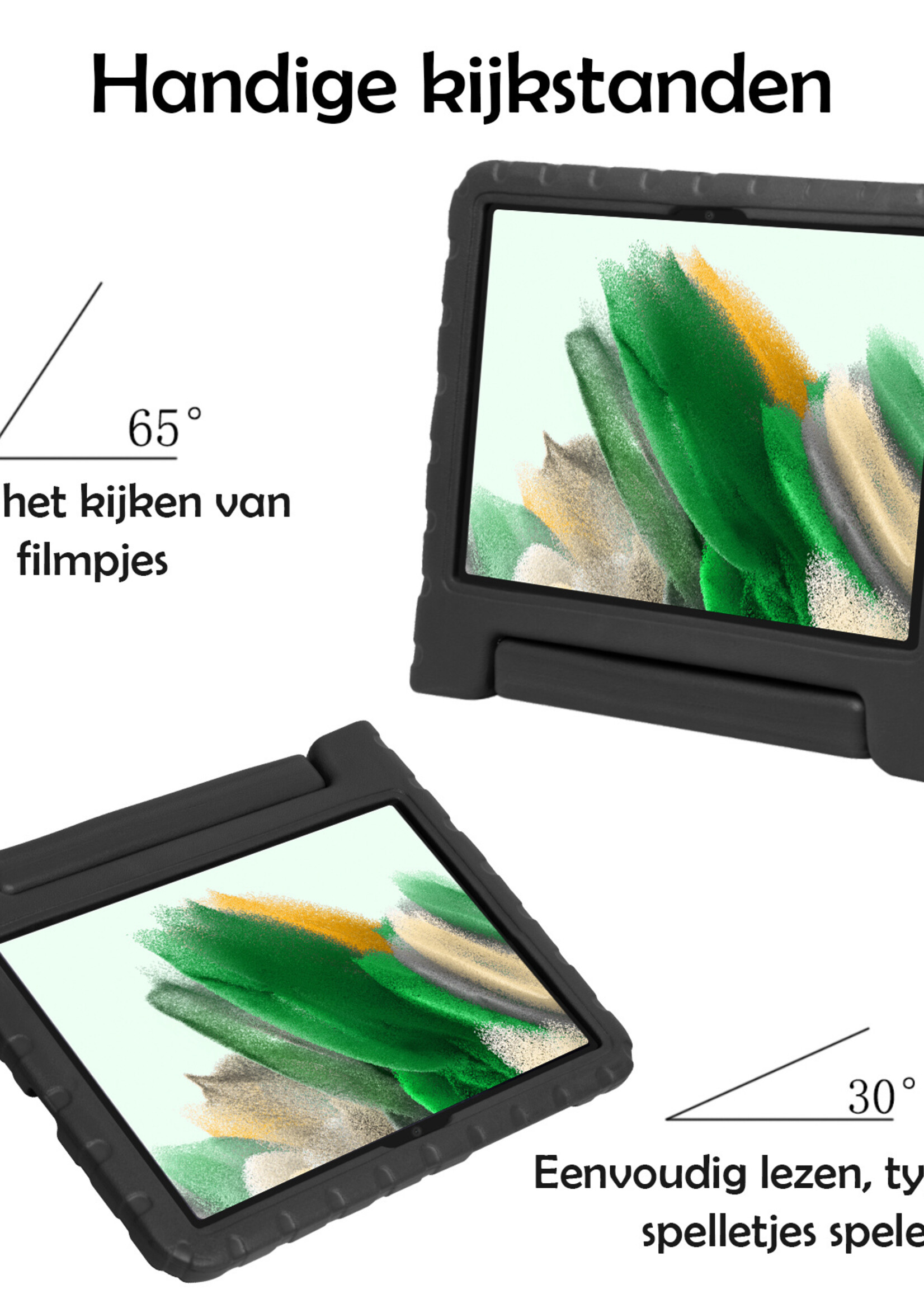 LUQ Hoes Geschikt voor Samsung Galaxy Tab A8 Hoes Kinder Hoesje Kids Case Kinderhoes Shockproof - Hoesje Geschikt voor Samsung Tab A8 Hoesje Kidscase - Zwart