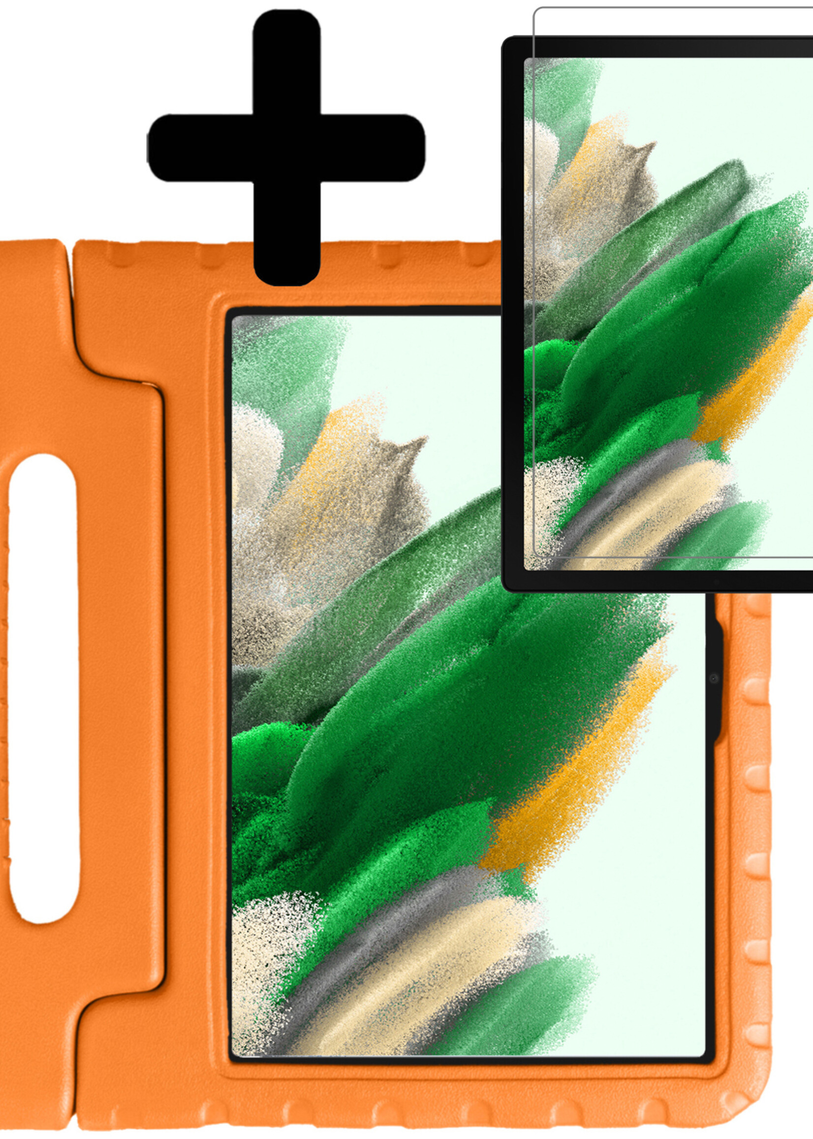 LUQ Hoes Geschikt voor Samsung Galaxy Tab A8 Hoes Kinder Hoesje Kids Case Kinderhoes Shockproof Met Screenprotector - Hoesje Geschikt voor Samsung Tab A8 Hoesje Kidscase - Oranje