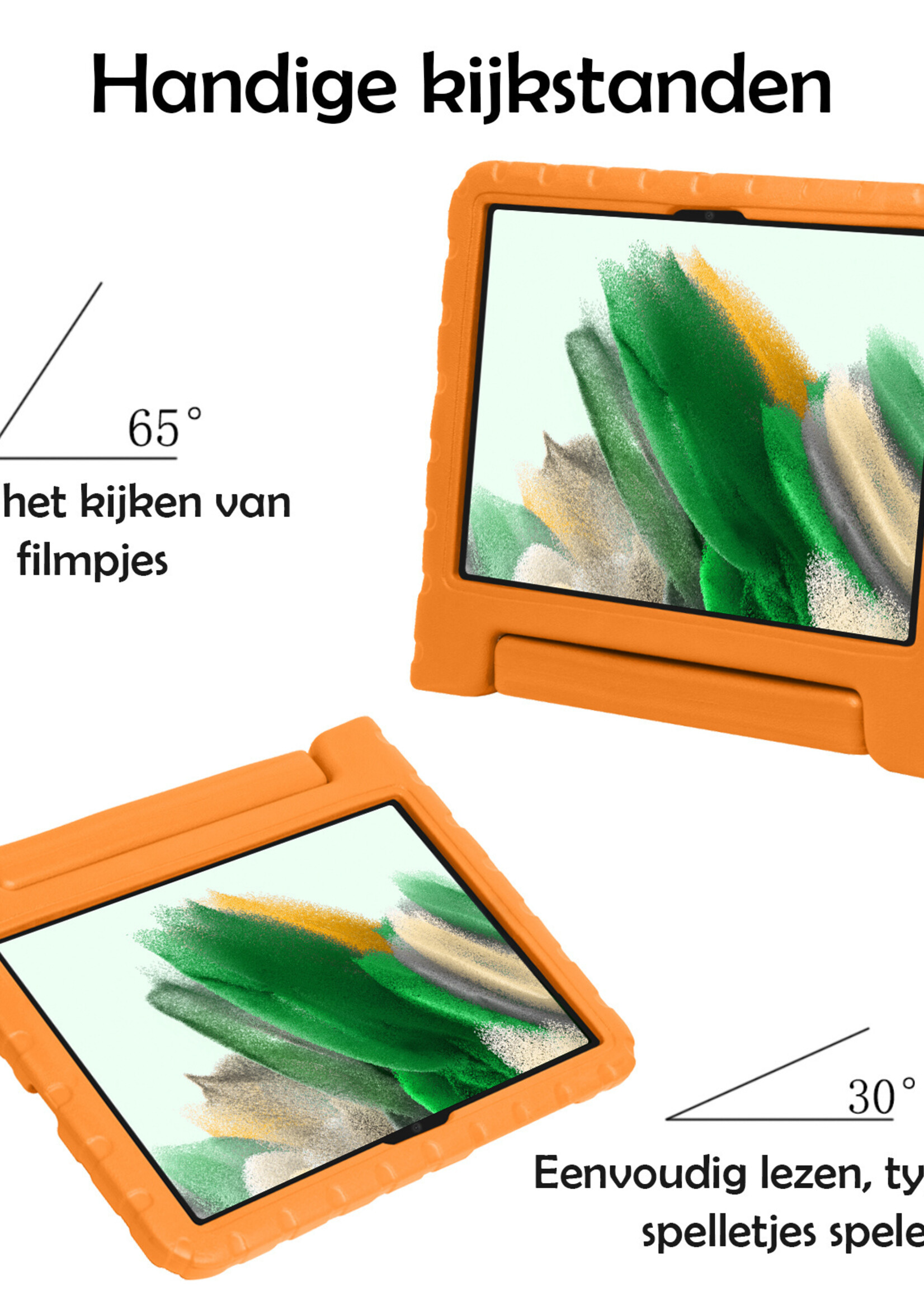 LUQ Hoes Geschikt voor Samsung Galaxy Tab A8 Hoes Kinder Hoesje Kids Case Kinderhoes Shockproof Met Screenprotector - Hoesje Geschikt voor Samsung Tab A8 Hoesje Kidscase - Oranje