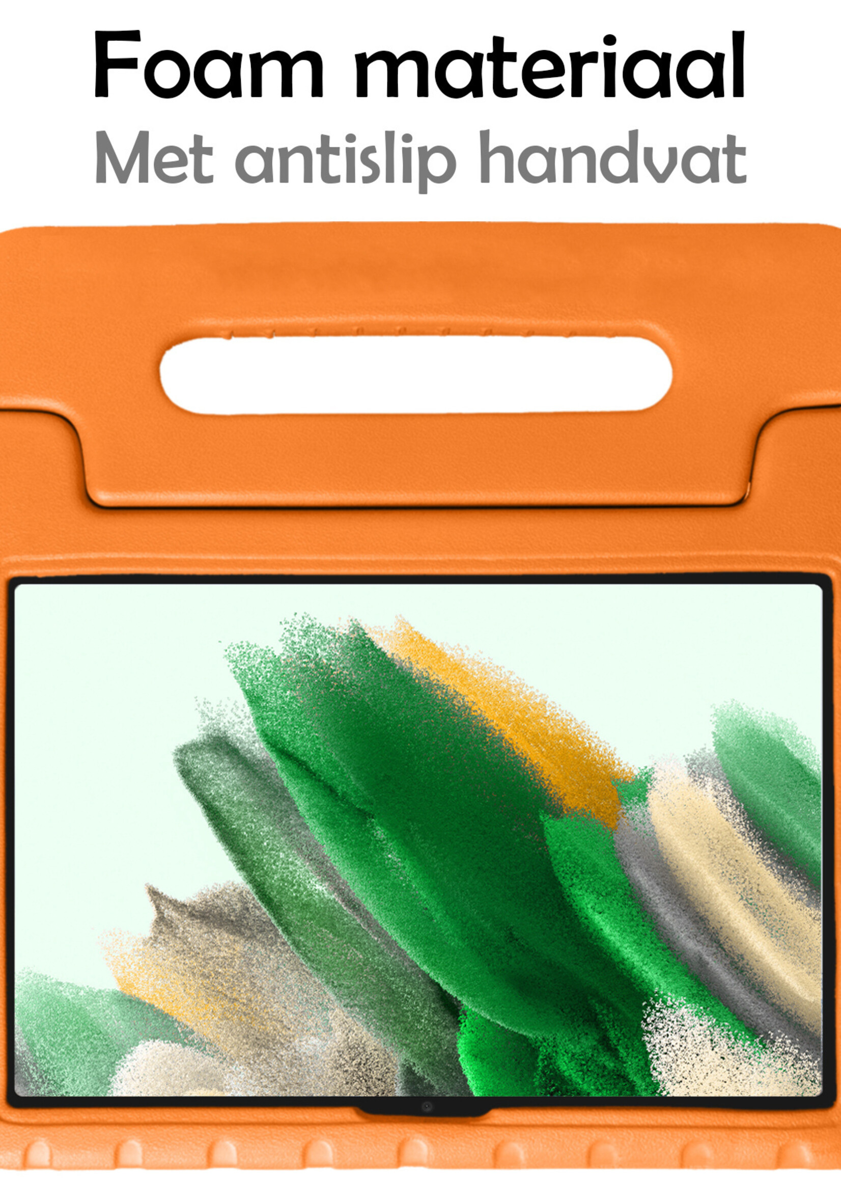LUQ Hoes Geschikt voor Samsung Galaxy Tab A8 Hoes Kinder Hoesje Kids Case Kinderhoes Shockproof Met Screenprotector - Hoesje Geschikt voor Samsung Tab A8 Hoesje Kidscase - Oranje