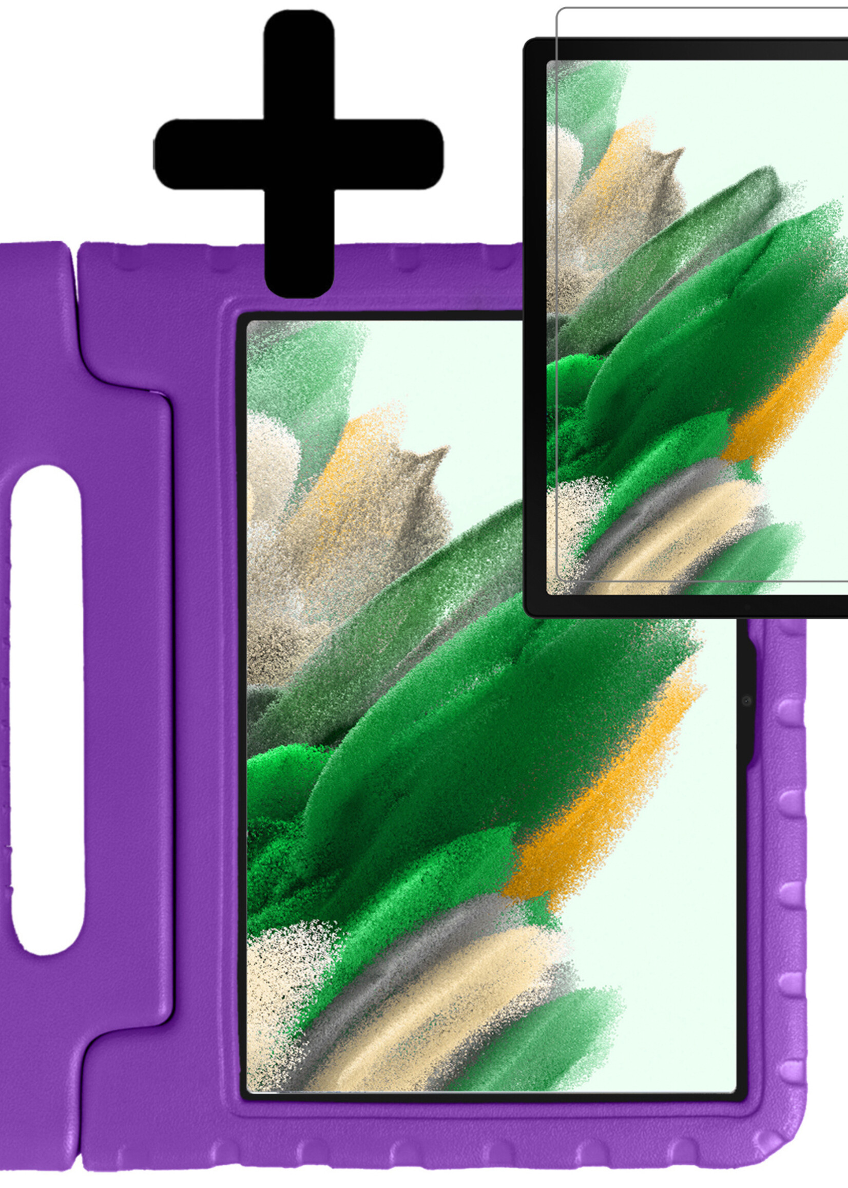 LUQ Hoes Geschikt voor Samsung Galaxy Tab A8 Hoes Kinder Hoesje Kids Case Kinderhoes Shockproof Met Screenprotector - Hoesje Geschikt voor Samsung Tab A8 Hoesje Kidscase - Paars
