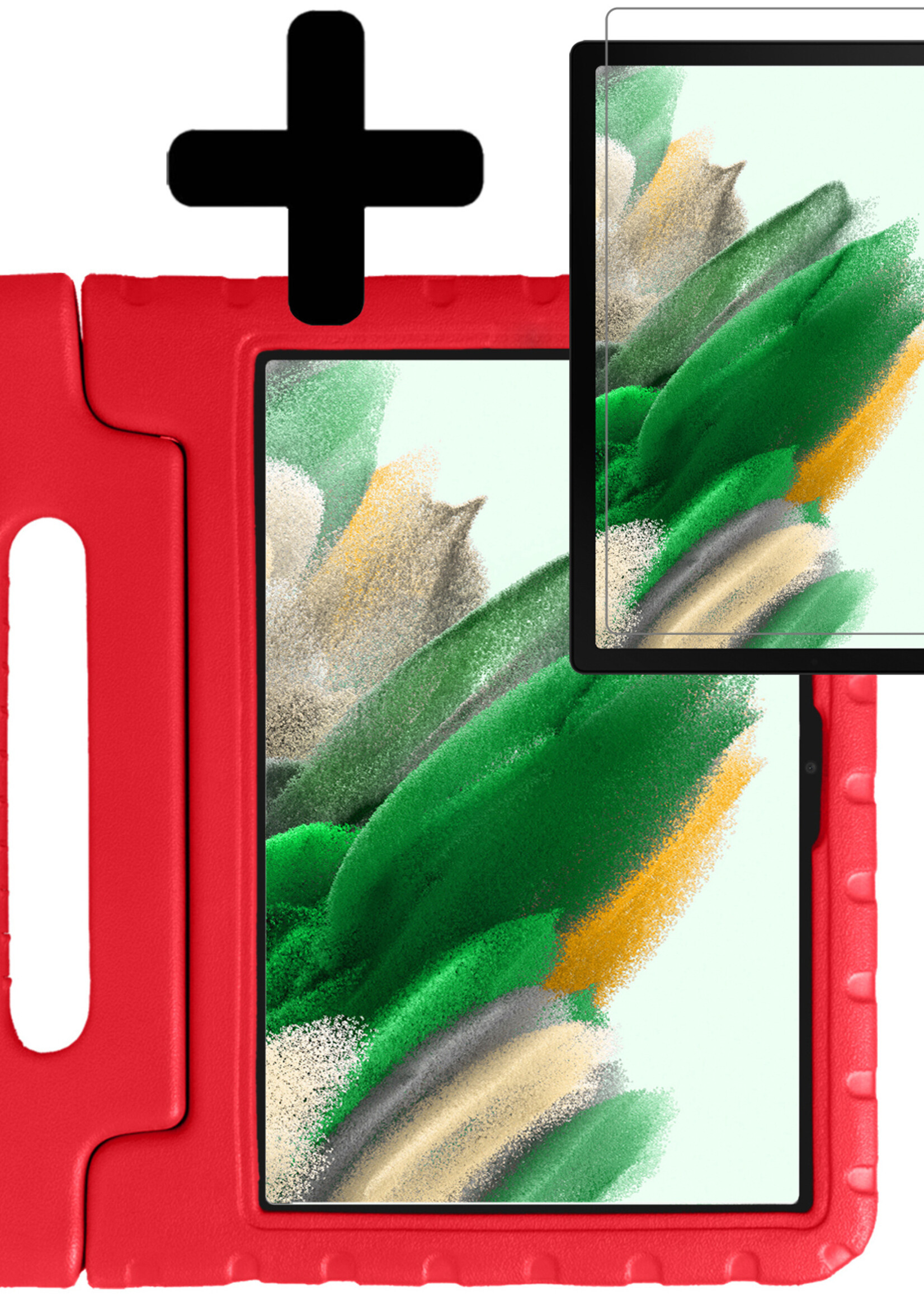 LUQ Hoes Geschikt voor Samsung Galaxy Tab A8 Hoes Kinder Hoesje Kids Case Kinderhoes Shockproof Met Screenprotector - Hoesje Geschikt voor Samsung Tab A8 Hoesje Kidscase - Rood