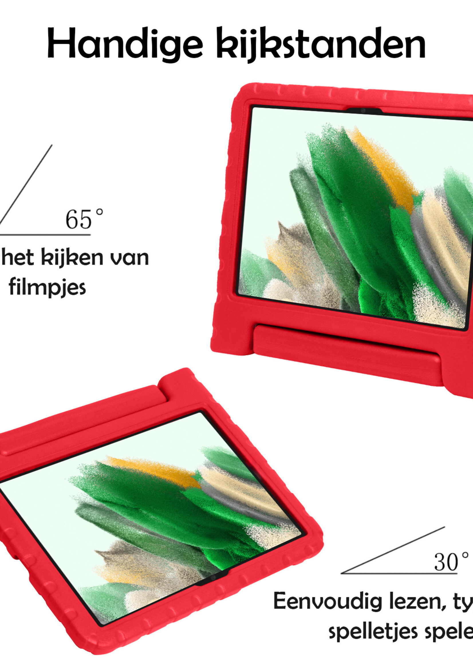 LUQ Hoes Geschikt voor Samsung Galaxy Tab A8 Hoes Kinder Hoesje Kids Case Kinderhoes Shockproof Met Screenprotector - Hoesje Geschikt voor Samsung Tab A8 Hoesje Kidscase - Rood