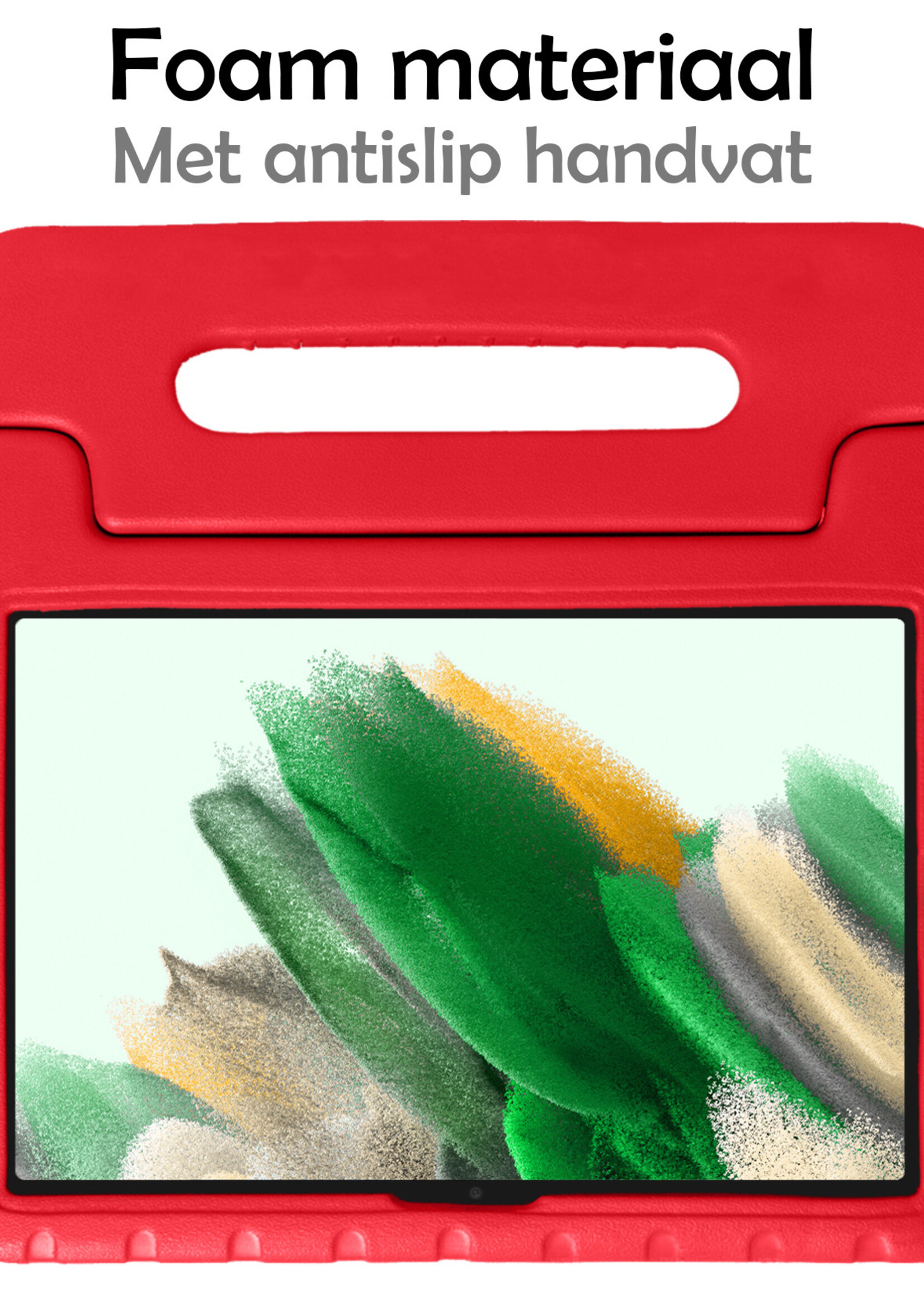 LUQ Hoes Geschikt voor Samsung Galaxy Tab A8 Hoes Kinder Hoesje Kids Case Kinderhoes Shockproof Met Screenprotector - Hoesje Geschikt voor Samsung Tab A8 Hoesje Kidscase - Rood