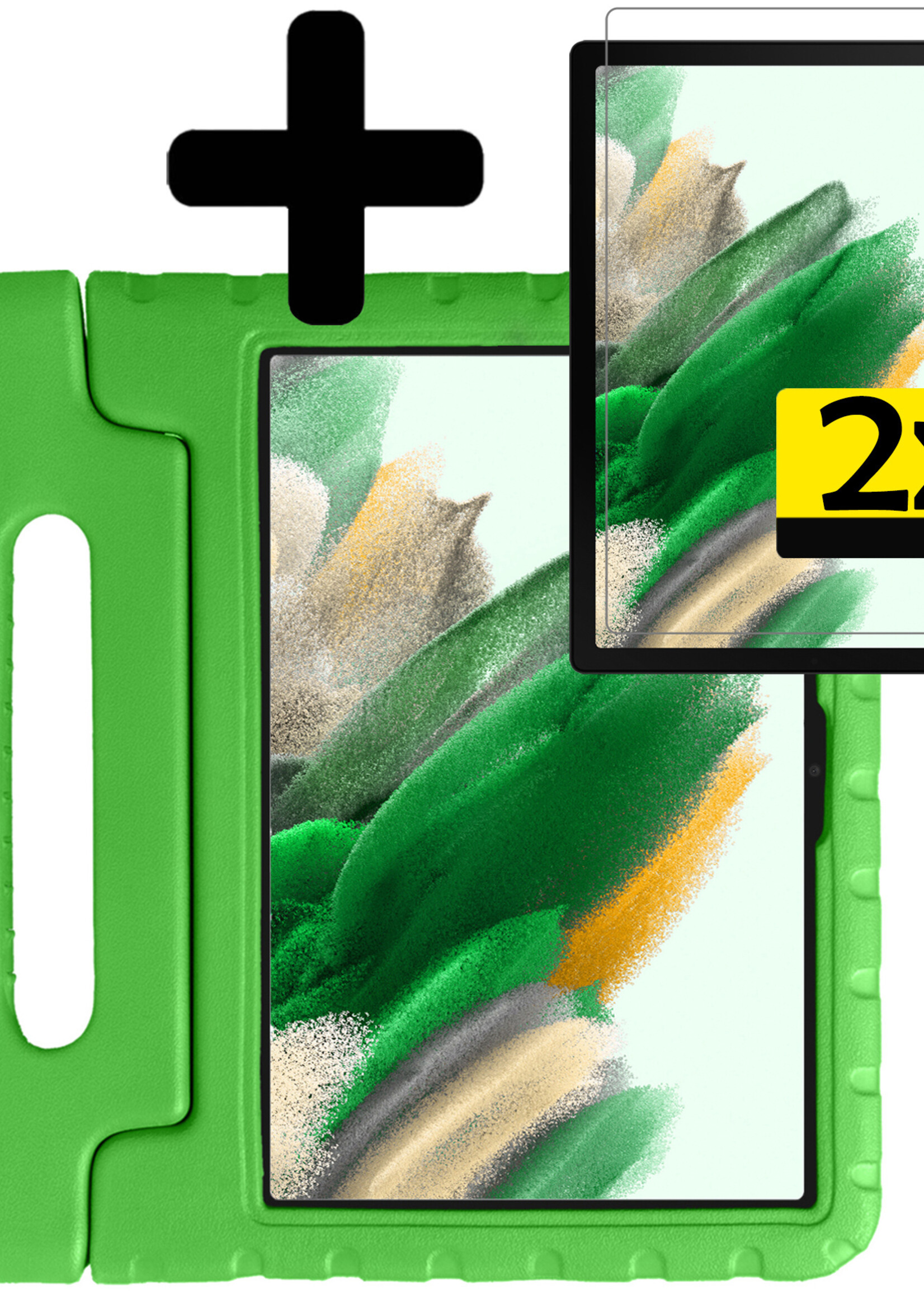 LUQ Hoes Geschikt voor Samsung Galaxy Tab A8 Hoes Kinder Hoesje Kids Case Kinderhoes Shockproof Met 2x Screenprotector - Hoesje Geschikt voor Samsung Tab A8 Hoesje Kidscase - Groen
