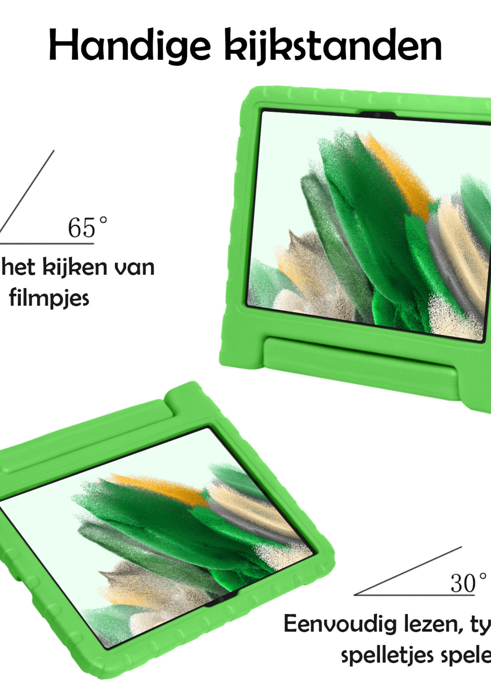 LUQ Hoes Geschikt voor Samsung Galaxy Tab A8 Hoes Kinder Hoesje Kids Case Kinderhoes Shockproof Met 2x Screenprotector - Hoesje Geschikt voor Samsung Tab A8 Hoesje Kidscase - Groen