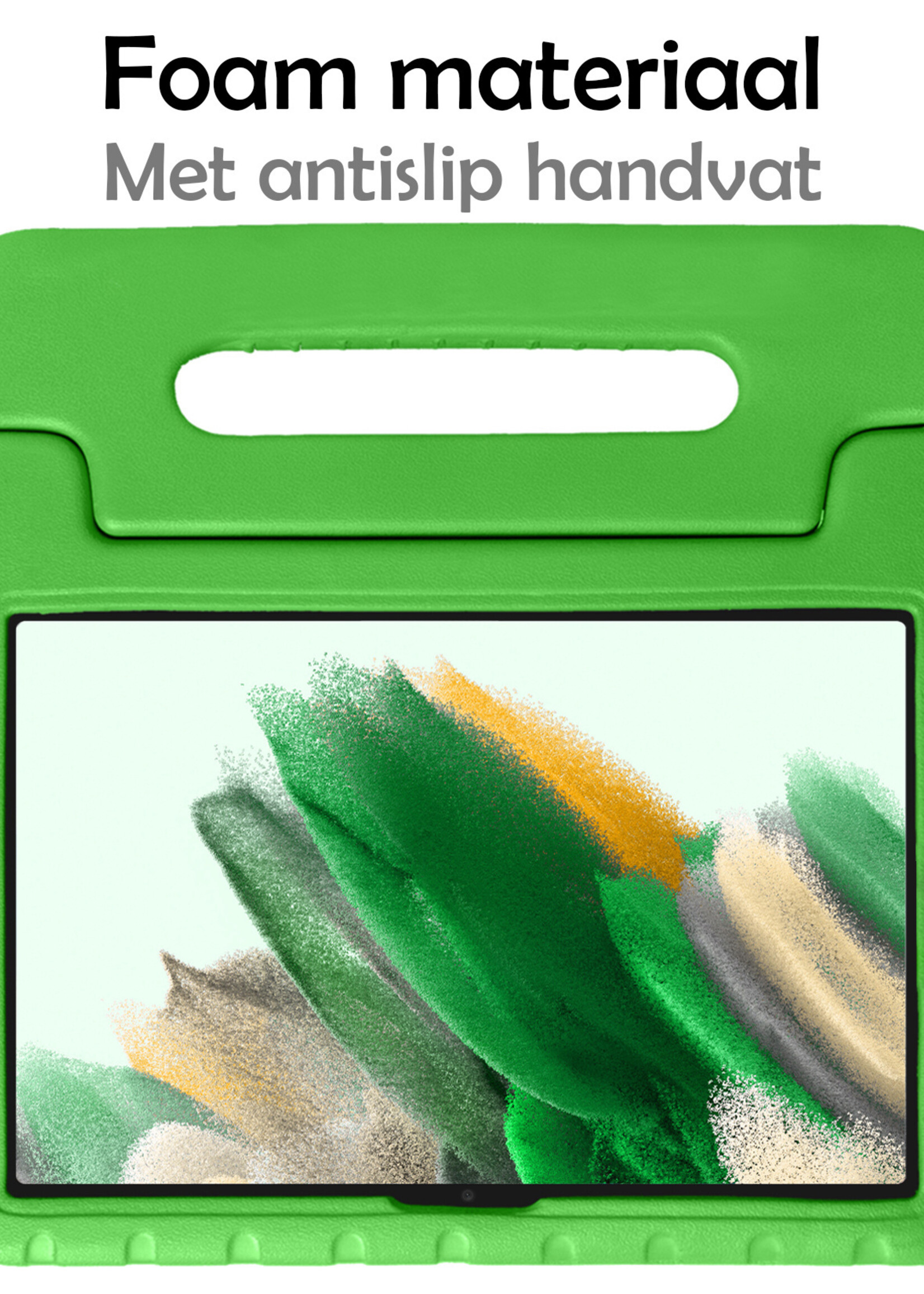 LUQ Hoes Geschikt voor Samsung Galaxy Tab A8 Hoes Kinder Hoesje Kids Case Kinderhoes Shockproof Met 2x Screenprotector - Hoesje Geschikt voor Samsung Tab A8 Hoesje Kidscase - Groen