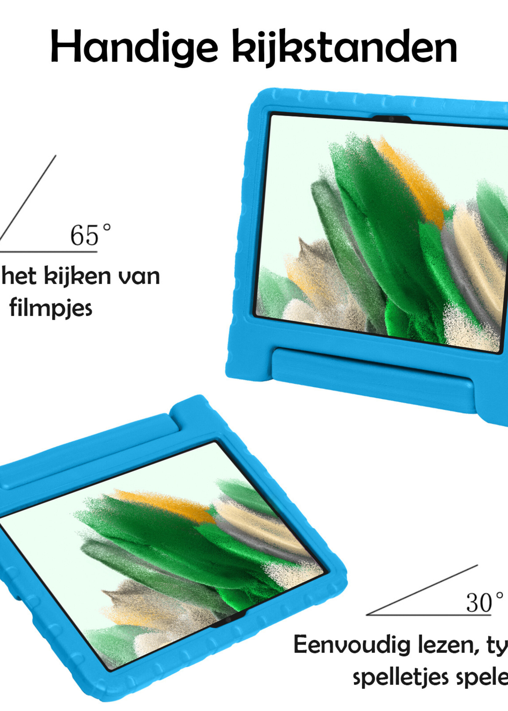 LUQ Hoes Geschikt voor Samsung Galaxy Tab A8 Hoes Kinder Hoesje Kids Case Kinderhoes Shockproof Met 2x Screenprotector - Hoesje Geschikt voor Samsung Tab A8 Hoesje Kidscase - Blauw