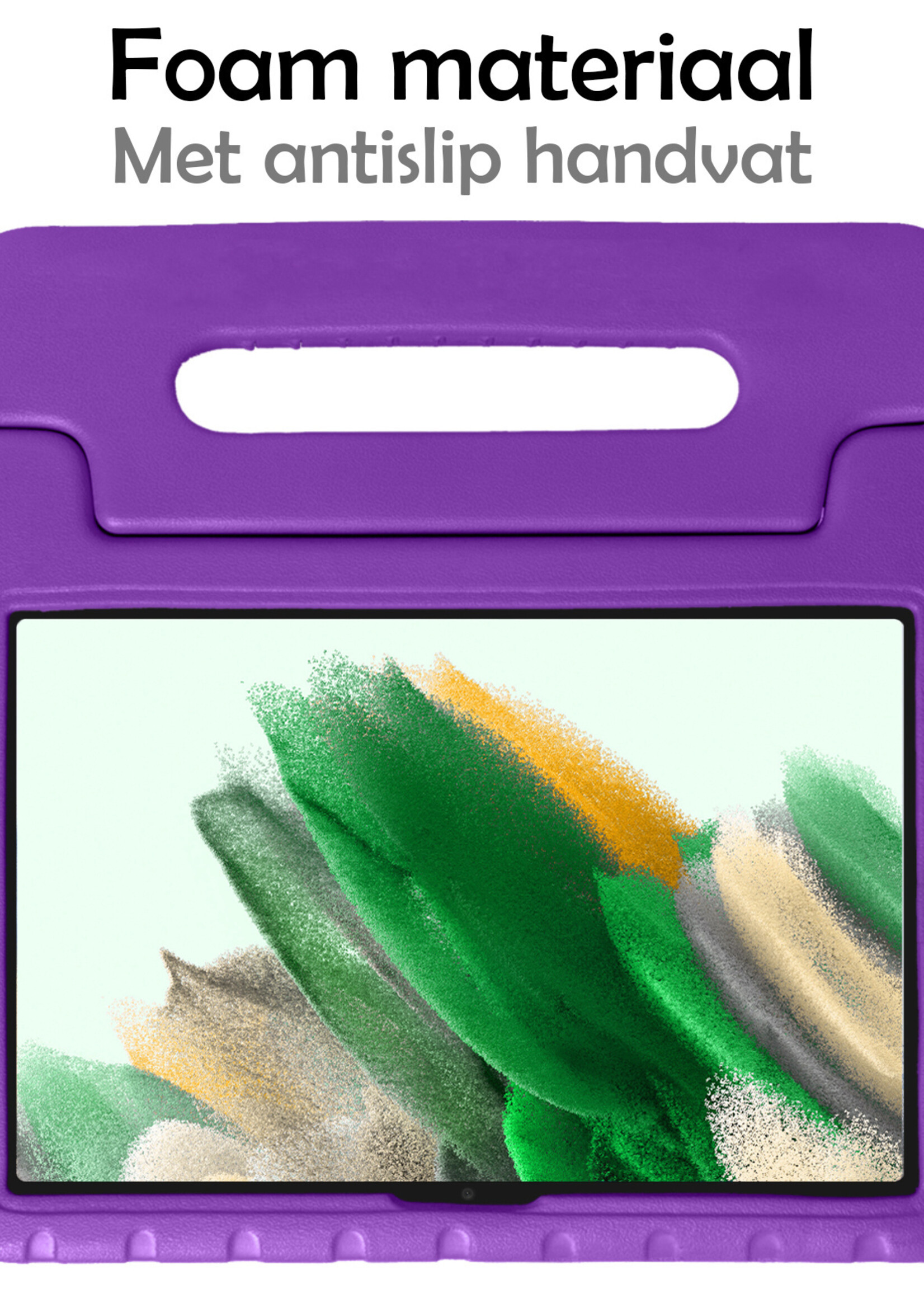 LUQ Hoes Geschikt voor Samsung Galaxy Tab A8 Hoes Kinder Hoesje Kids Case Kinderhoes Shockproof Met 2x Screenprotector - Hoesje Geschikt voor Samsung Tab A8 Hoesje Kidscase - Paars