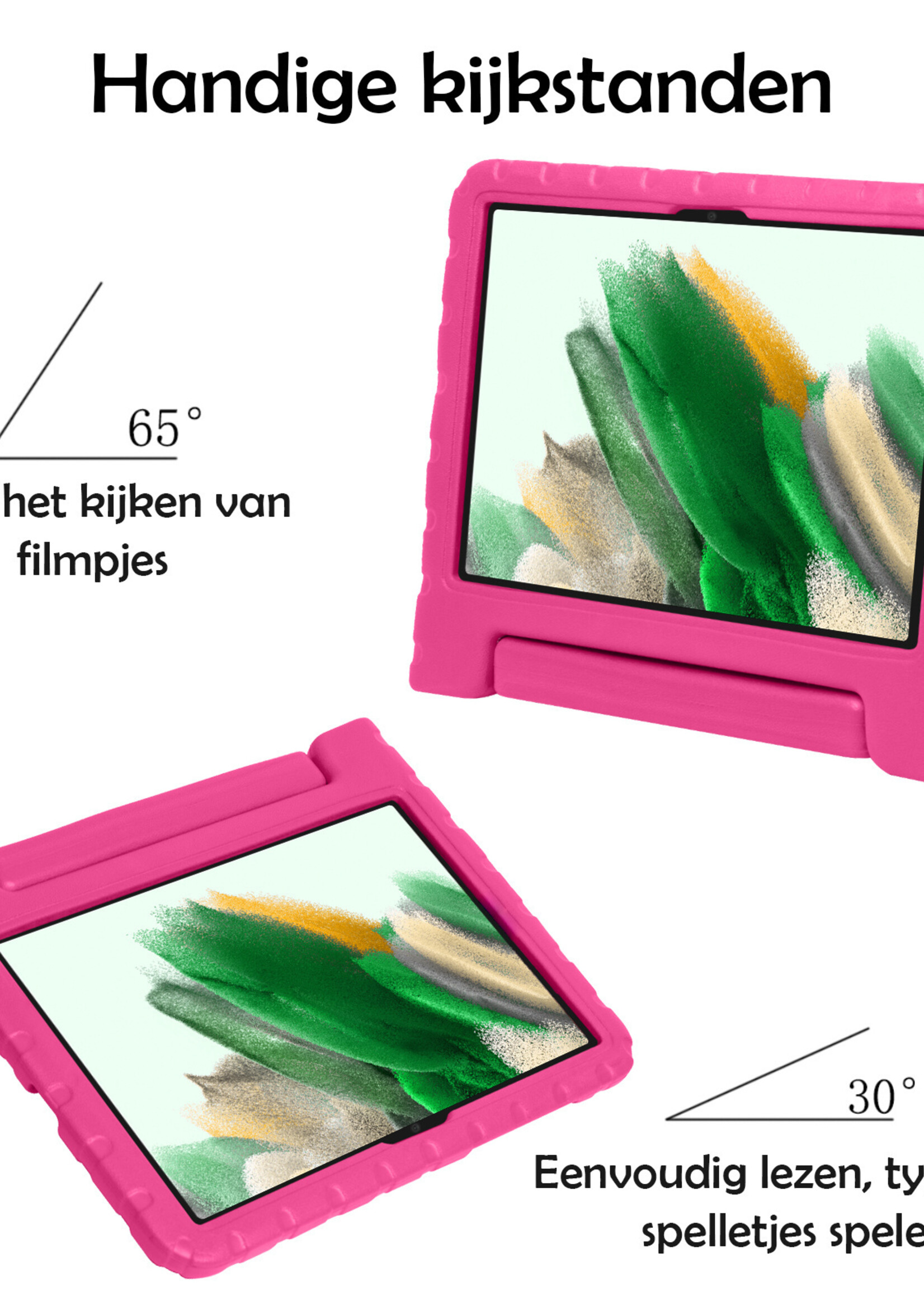 LUQ Hoes Geschikt voor Samsung Galaxy Tab A8 Hoes Kinder Hoesje Kids Case Kinderhoes Shockproof Met 2x Screenprotector - Hoesje Geschikt voor Samsung Tab A8 Hoesje Kidscase - Roze