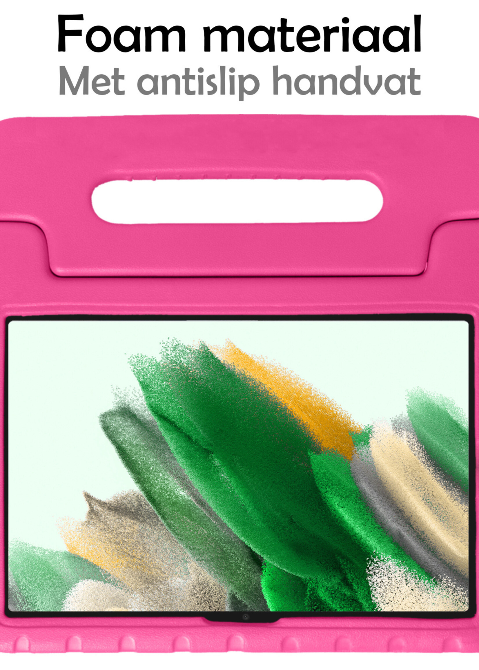 LUQ Hoes Geschikt voor Samsung Galaxy Tab A8 Hoes Kinder Hoesje Kids Case Kinderhoes Shockproof Met 2x Screenprotector - Hoesje Geschikt voor Samsung Tab A8 Hoesje Kidscase - Roze