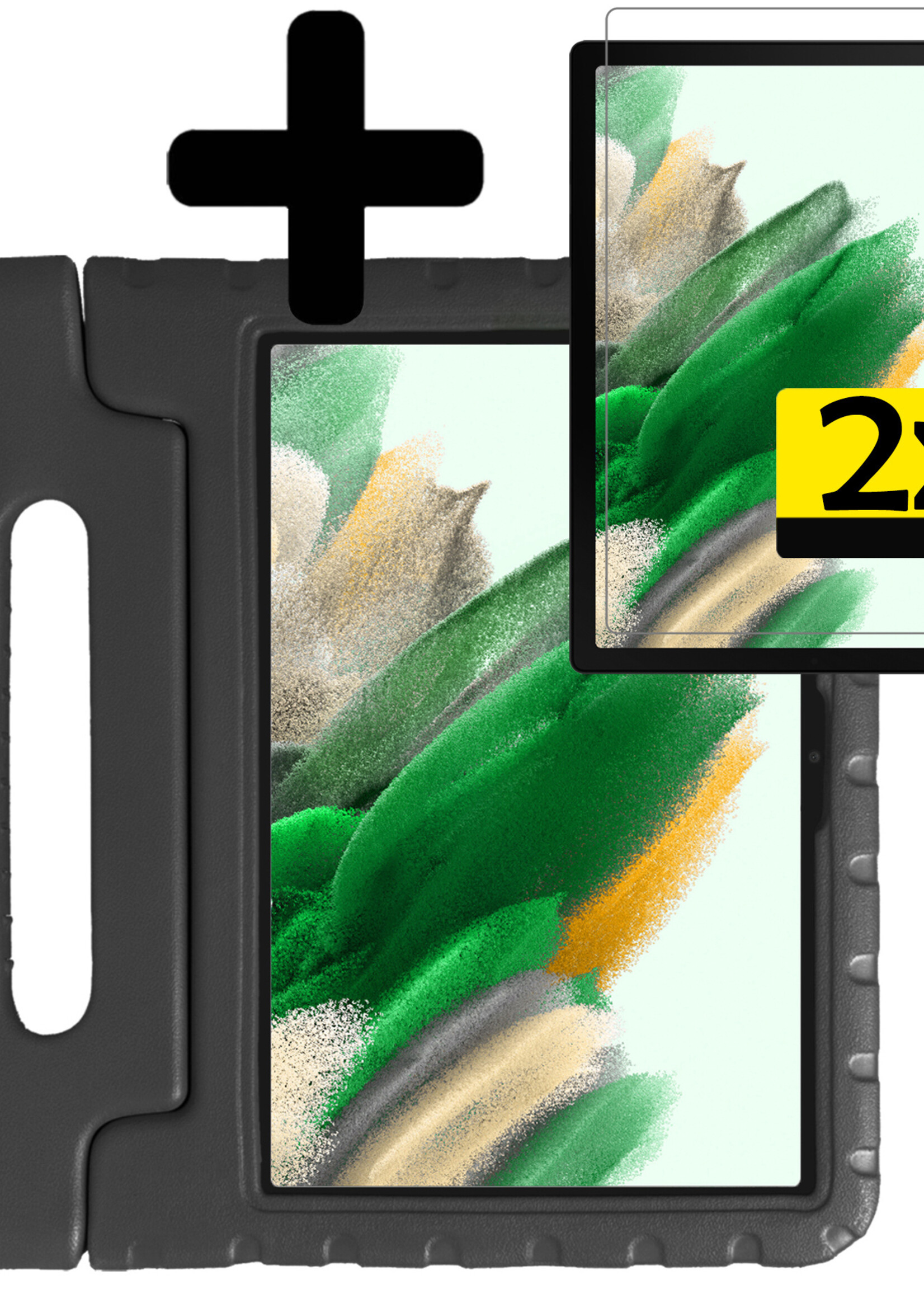 LUQ Hoes Geschikt voor Samsung Galaxy Tab A8 Hoes Kinder Hoesje Kids Case Kinderhoes Shockproof Met 2x Screenprotector - Hoesje Geschikt voor Samsung Tab A8 Hoesje Kidscase - Zwart